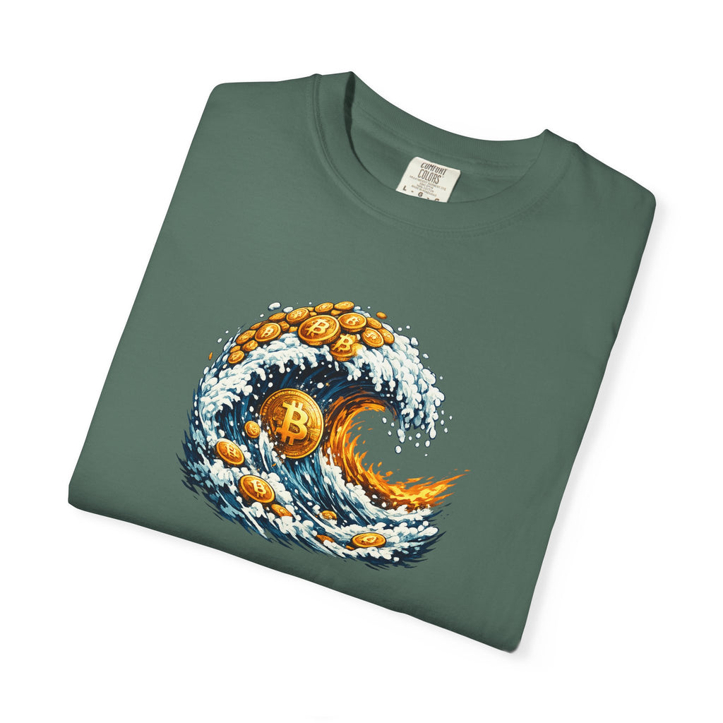 Bitcoin Tidal Wave T-Shirt Futuristic Crypto Graphic Tee Bitcoin Art Shirt Crypto Gift for Him 12 colors 100% cotton