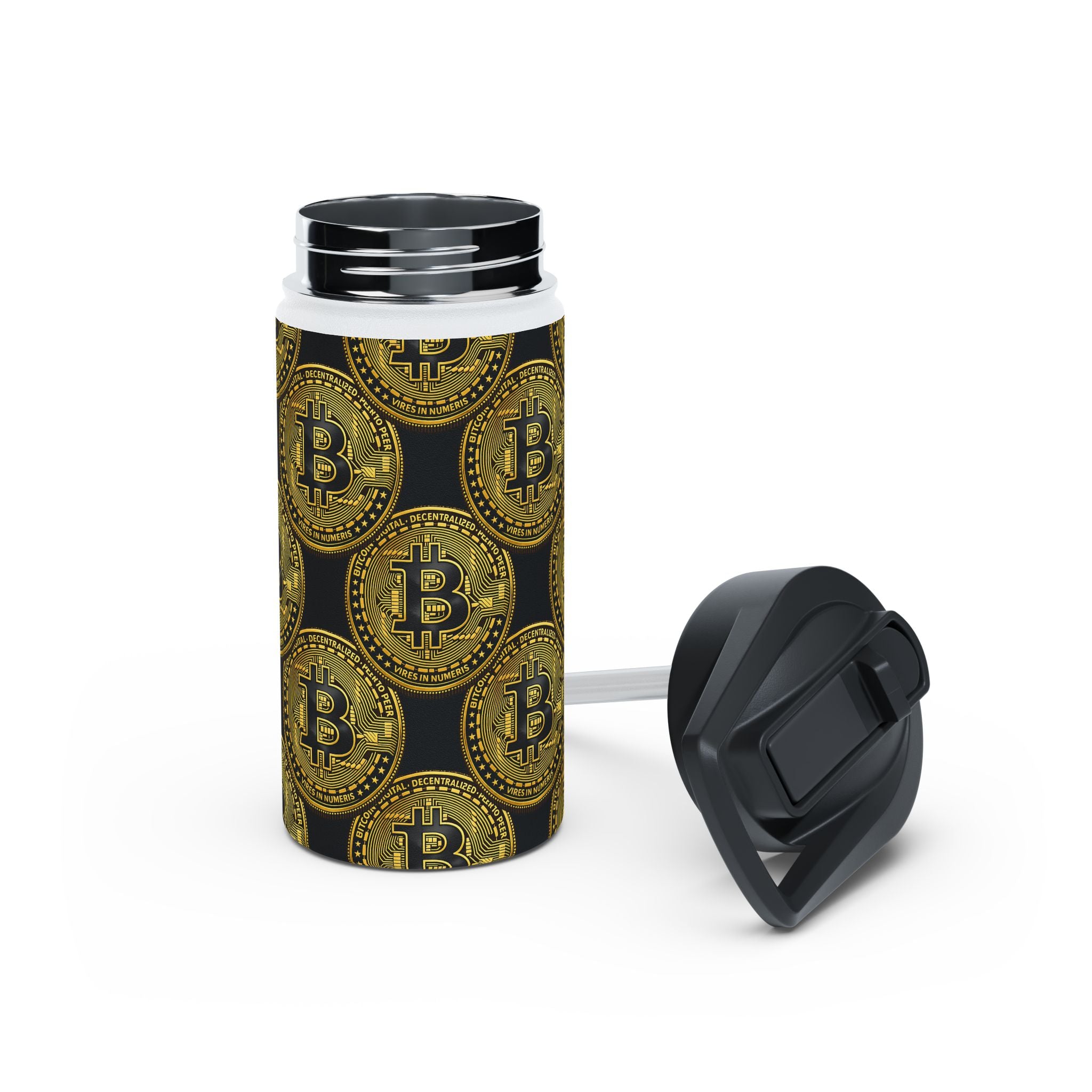 Bitcoin Stainless Steel Water Bottle Black And Gold Crypto Bottle (3 sizes)