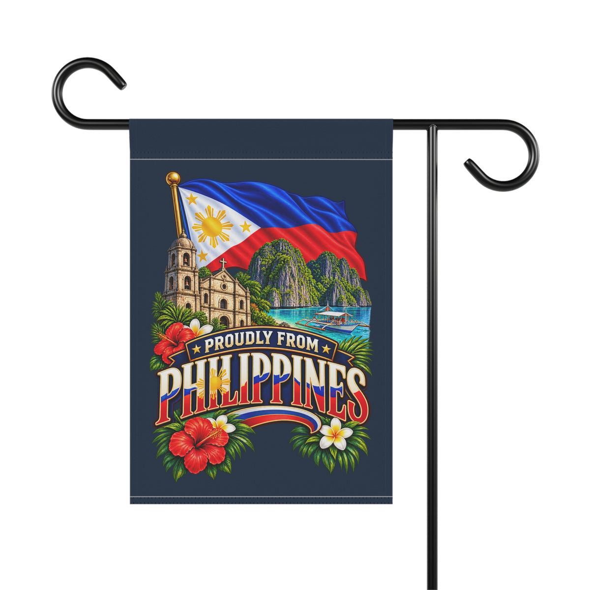 SatsandStripes.com Proudly From the Philippines Garden Flag 12 x 18 – Filipino Pride, Tropical Islands & Heritage Outdoor Decor