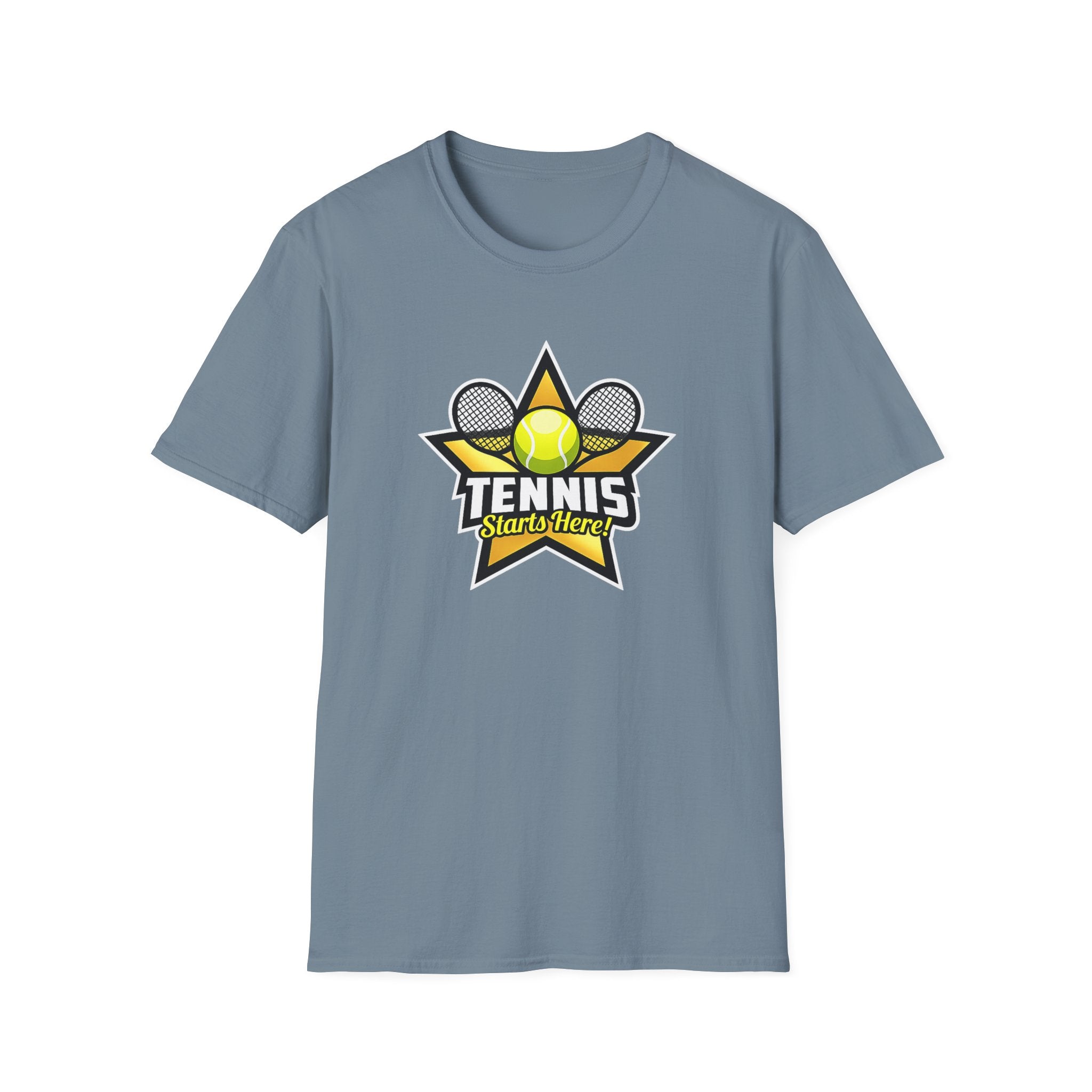 Tennis Starts Here T-Shirt Tennisspieler Shirt Tennis Liebhaber Geschenk Court Life Tennis Bekleidung 6 Farben 100% Baumwolle