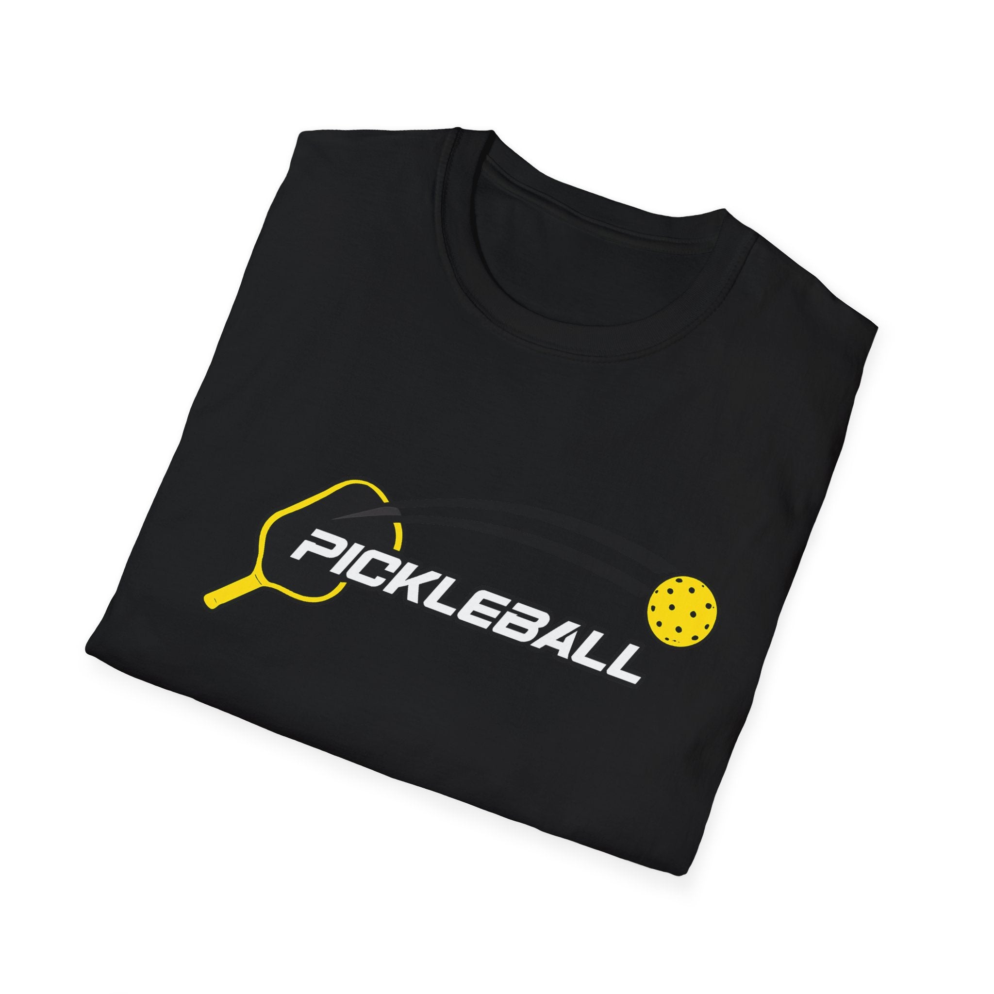Sats and Stripes Pickleball T-Shirt for Players and Court Legends Pickleball Gift Court Life Black Folded