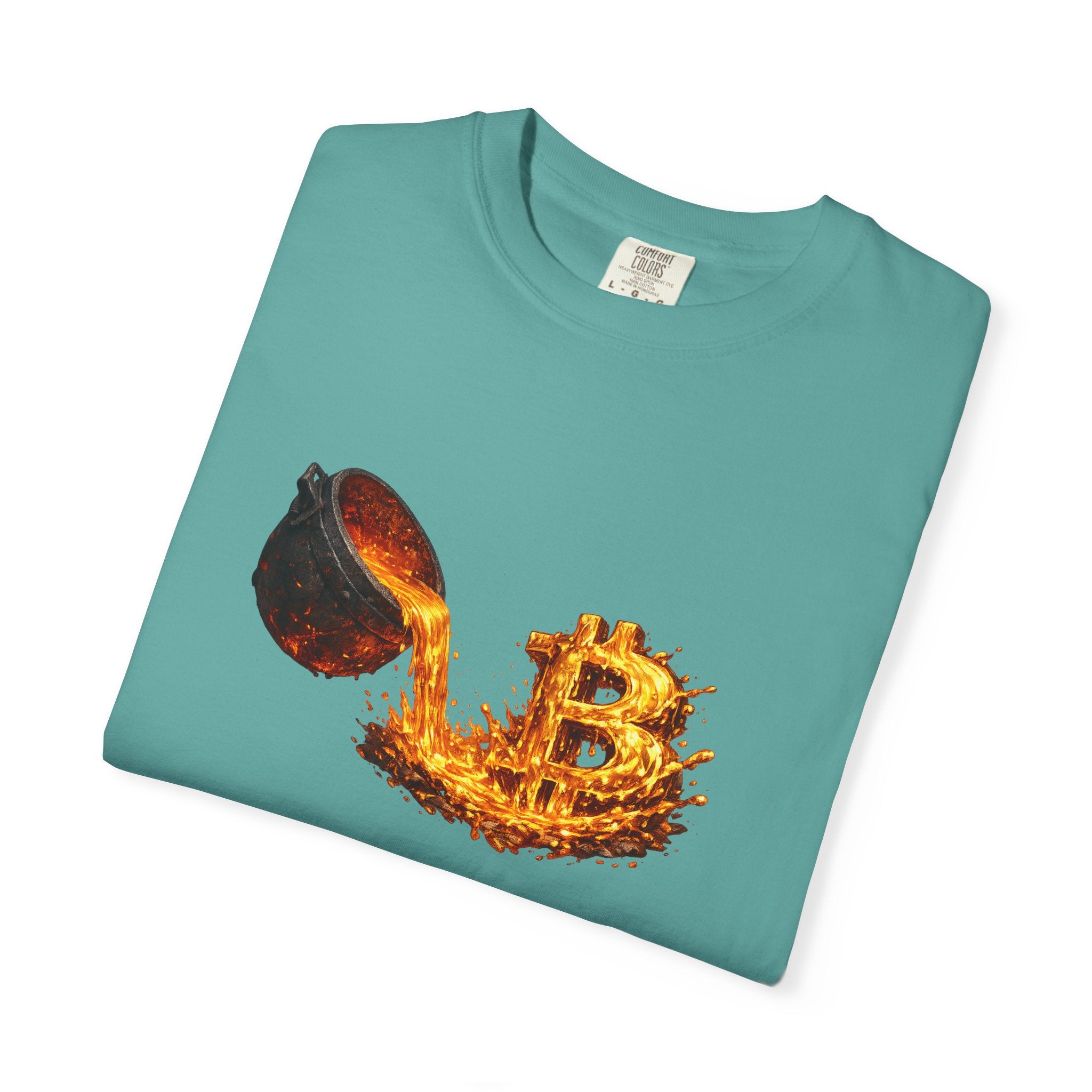 Burning Bitcoin spoon T-shirt Crypto Investor Shirt Bitcoin Holder Apparel Digital Gold Graphic Tee 5 colors 100% cotton