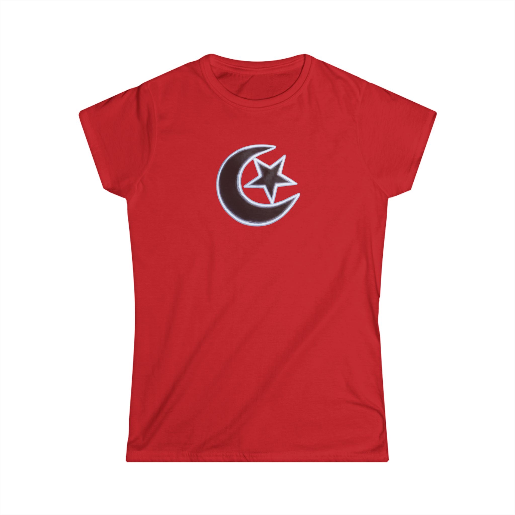Womens Crescent Moon and Star T-Shirt Soft Graphic Tee 5 colors 100% cotton
