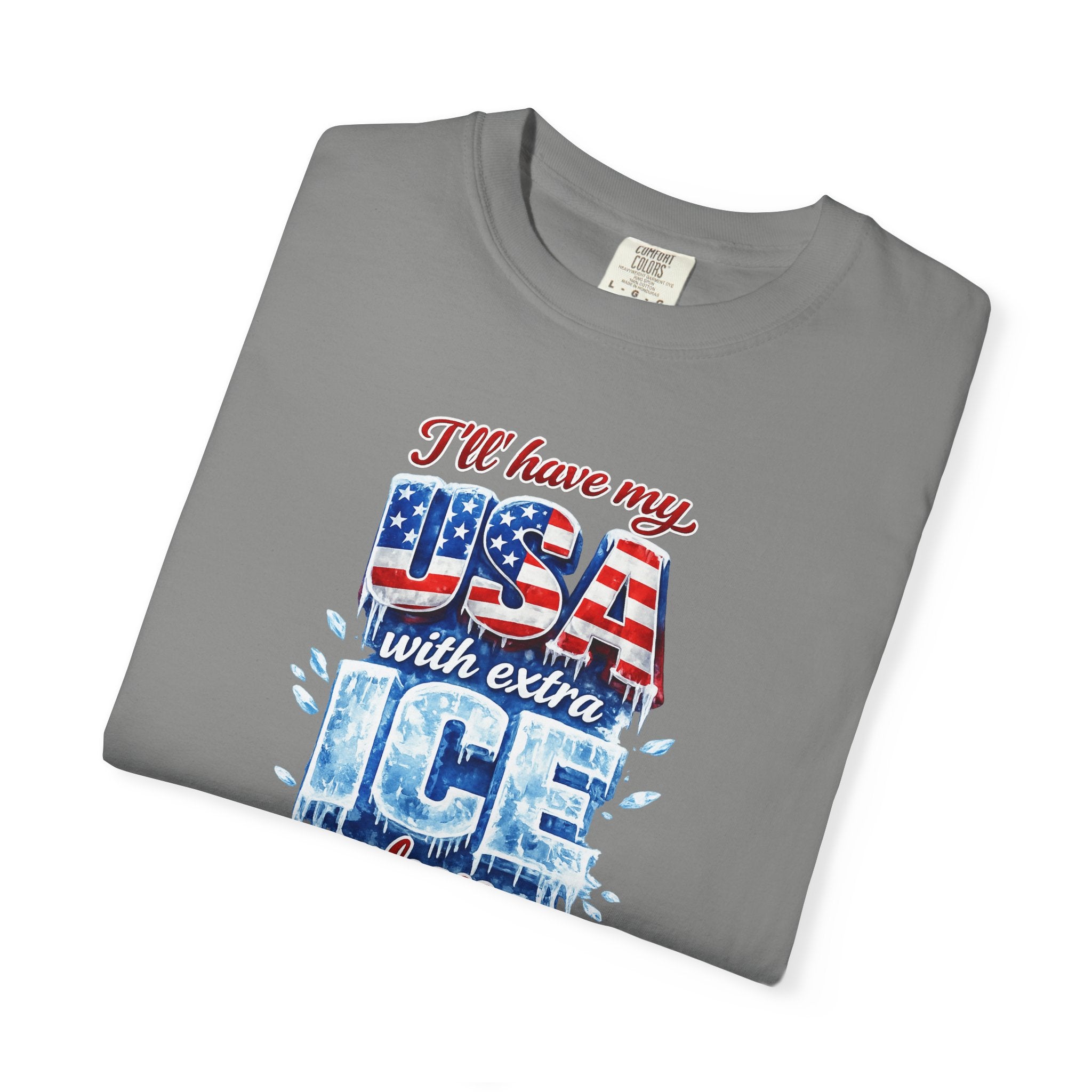 Patriotic "USA With Extra ICE" Shirt Men's Patriotic T-Shirt Pro Ice Merch USA Pride Apparel 6 colors 100% cotton