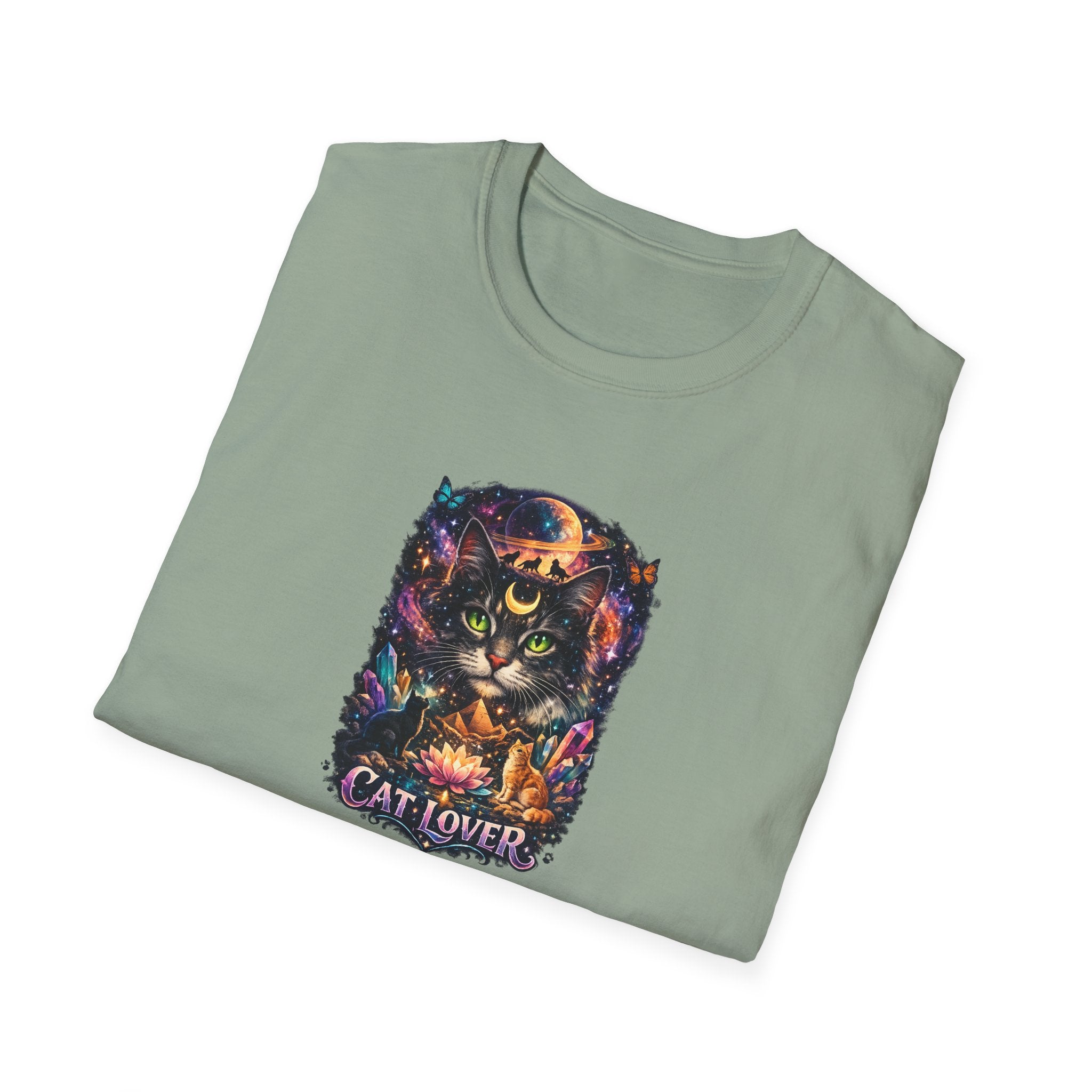 Mystical Cat Lover T-Shirt for Women Cat Mom Shirt Gift for Cat Lovers Boho Fantasy Art Top 7 colors 100% cotton