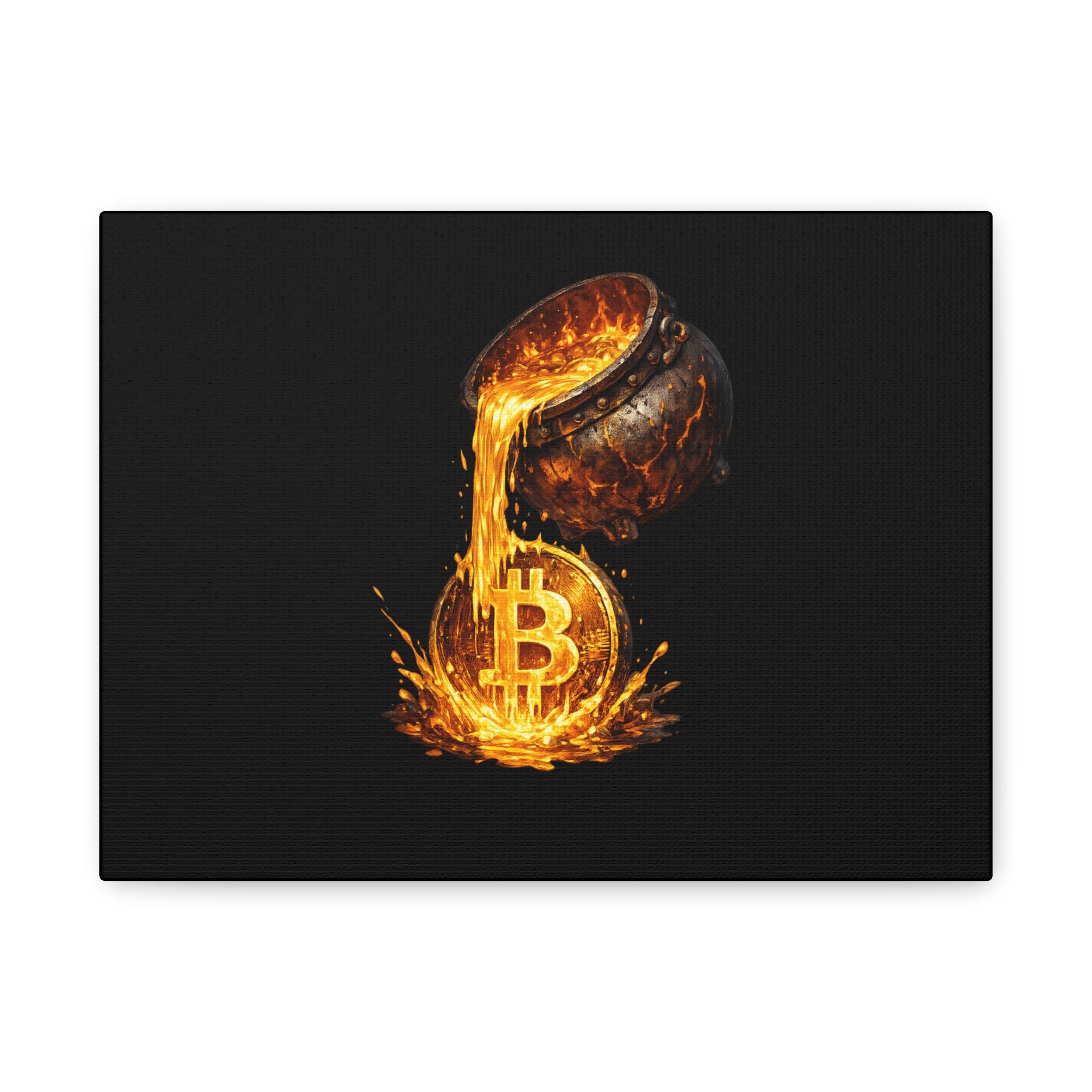 Molten Bitcoin Pour Canvas Bitcoin Wall Art 12 x 9
