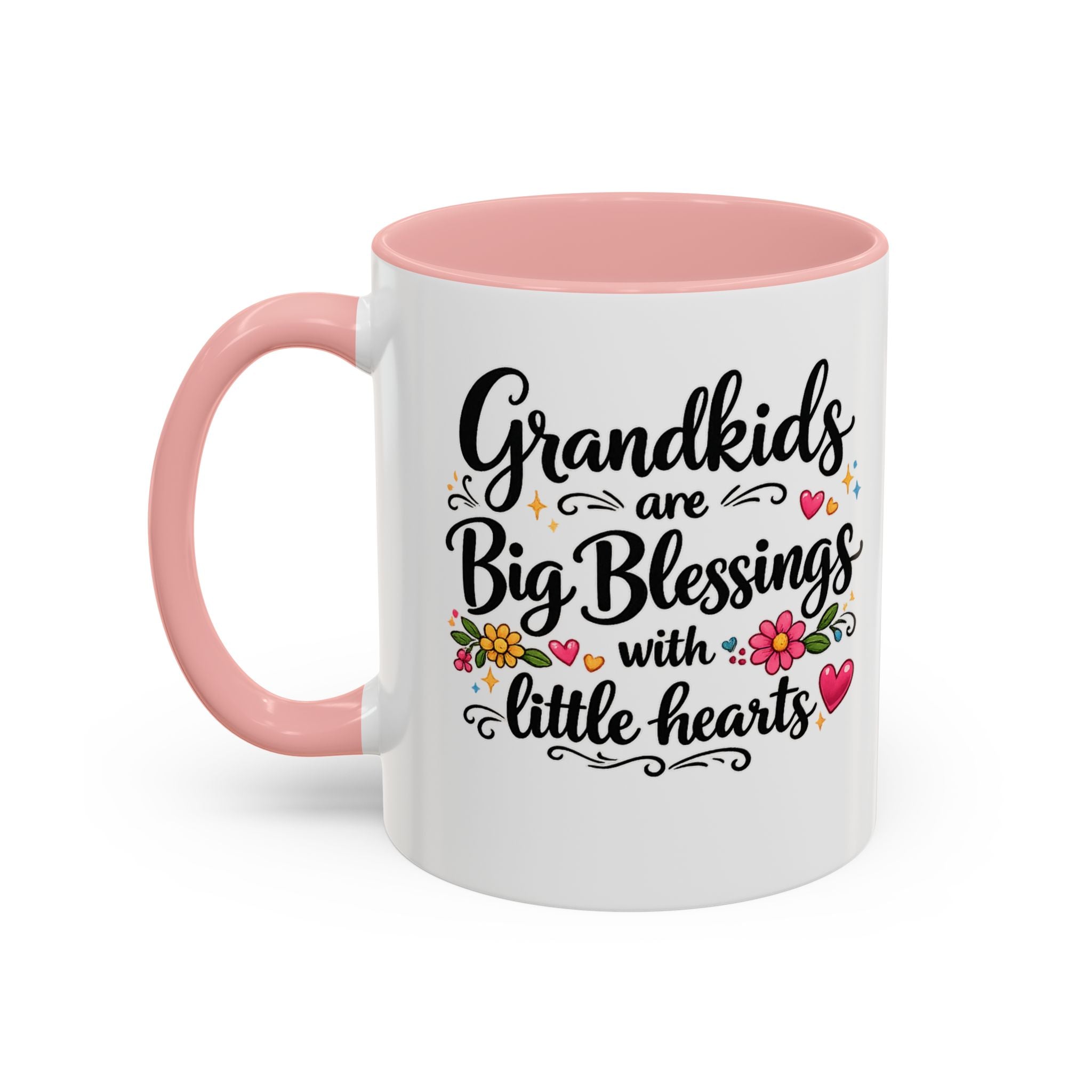 Grandkids Are Big Blessings Mug Grandma Coffee Mug Floral Grandma Gift 6 Color Options 11 oz or 15 oz