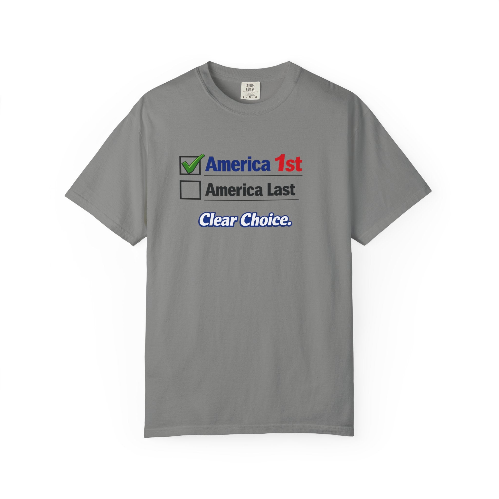 Clear Choice Patriotic Shirt America 1st Checked Tee Bold Freedom T-Shirt Patriotic Gift USA Pride Apparel 5 colors 100% cotton