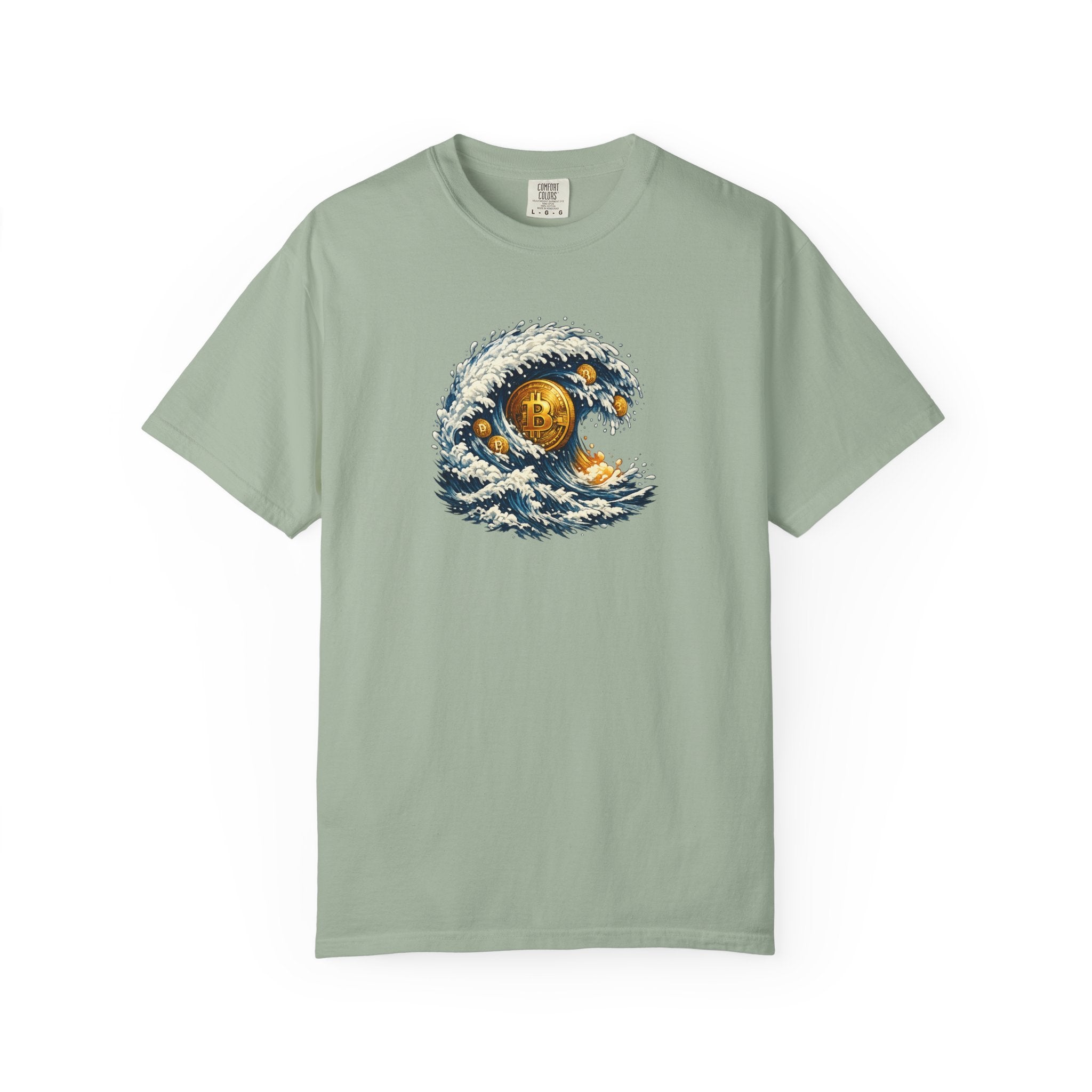 Bitcoin Tidal Wave T-Shirt Futuristic Crypto Graphic Tee Bitcoin Art Shirt Crypto Gift 12 colors 100% cotton