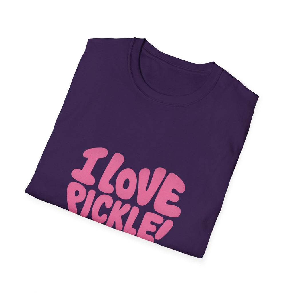 I Love Pickleball Heart Tee Cute Retro Bubble Letters T-Shirt for Pickleball Lovers 5 colors 100% cotton