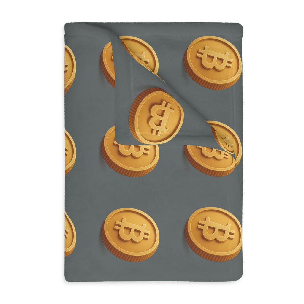 Bitcoin Pattern Velveteen Throw Blanket Crypto Lover Gift Soft Cozy BTC Decor 2 sizes