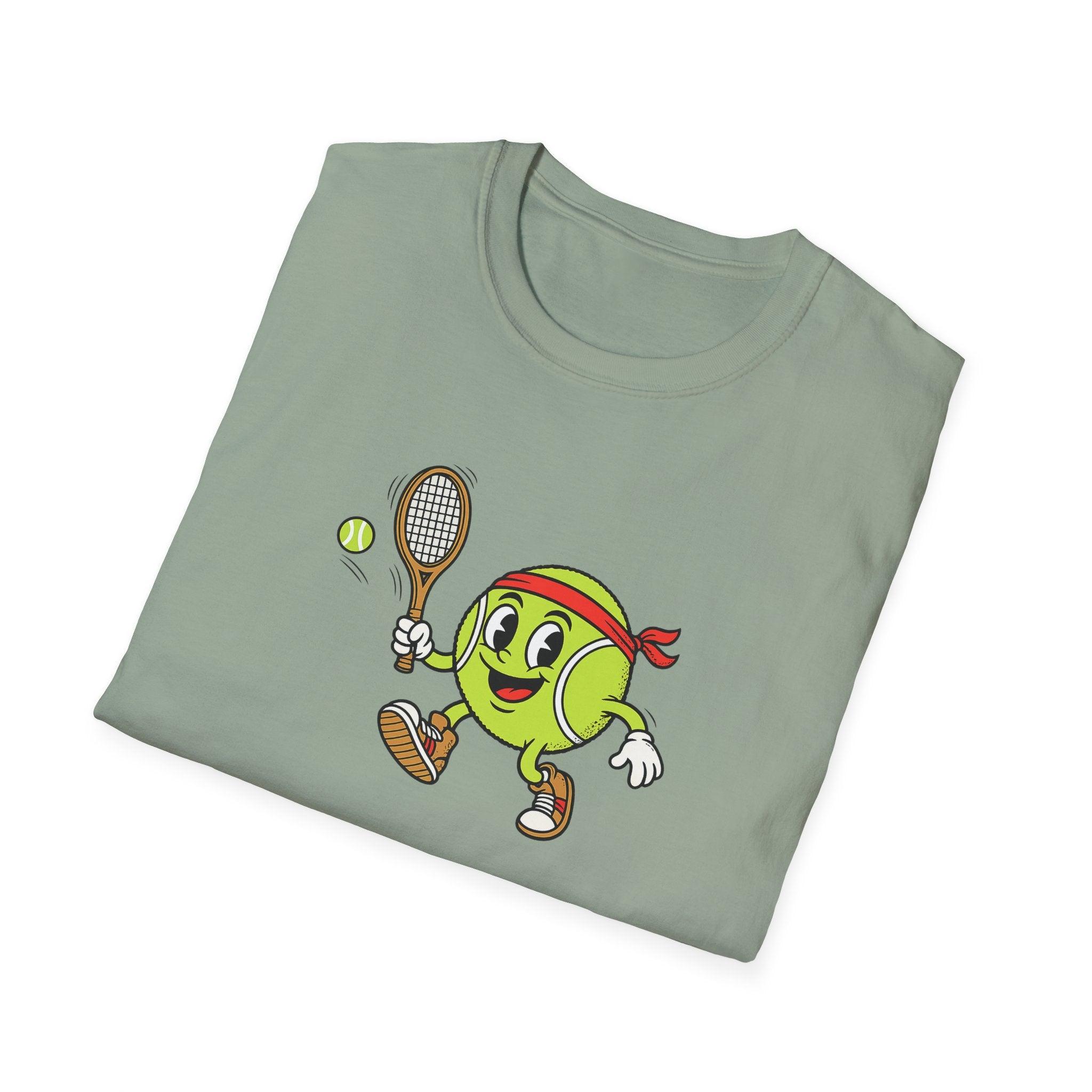 Niedliches Tennisball-Maskottchen T-Shirt Lustiges Tennis-Shirt Tennisspieler-Geschenk Tennisliebhaber-Bekleidung 8 Farben 100 % Baumwolle