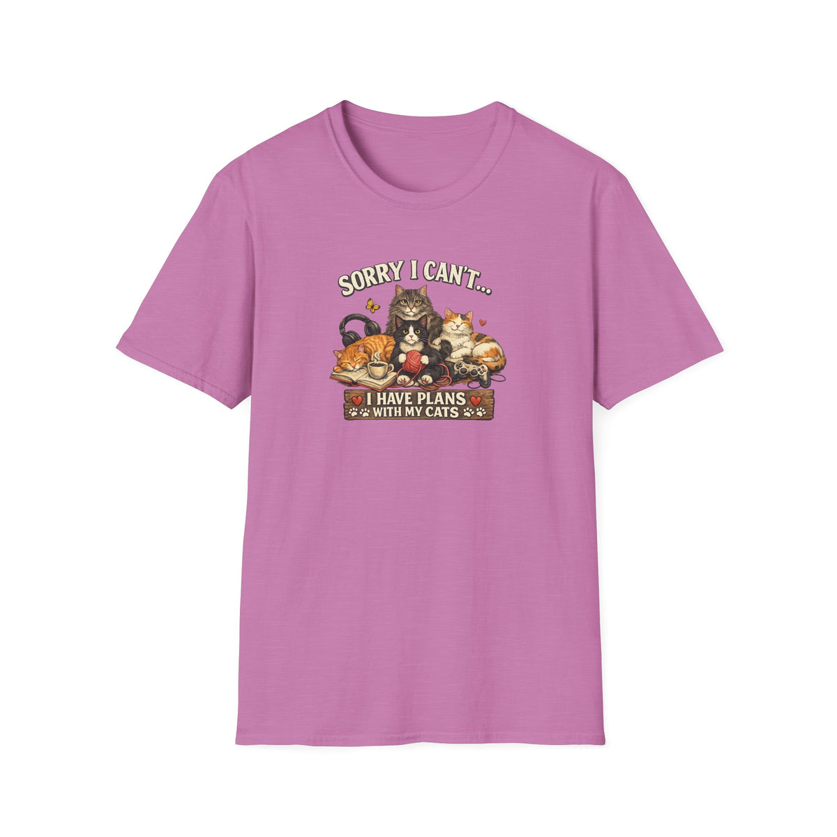 Sorry I Can't Have Plans With My Cats SatsandStripes.com T-Shirt Cat Mom Tee Pet Lover Gift Cute Cat Graphic Tee Orchid