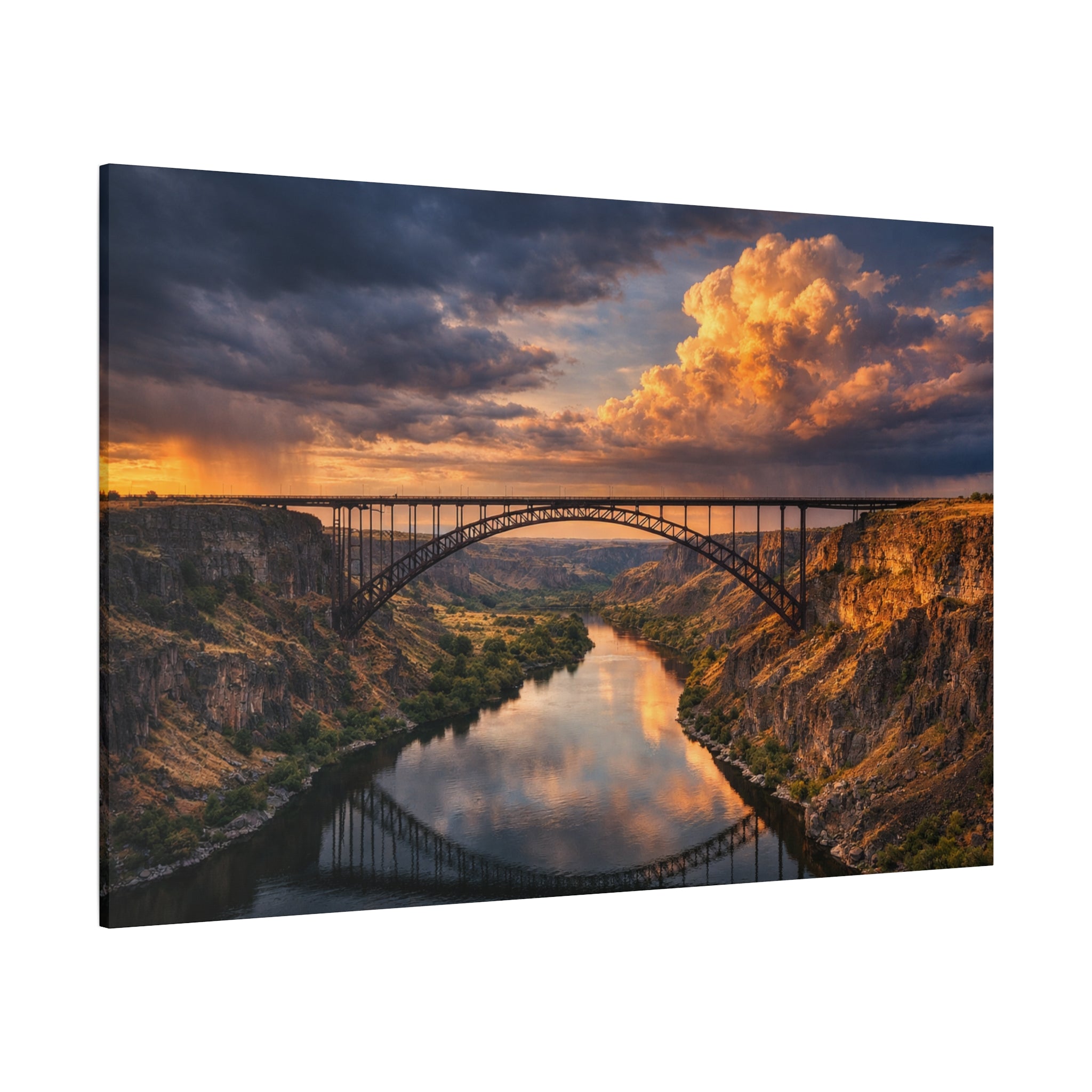Perrine Bridge Canvas Wall Art Snake River Canyon Landscape Large Panoramic Photography Print Matte Canvas Stretched 1.25 6 sizes