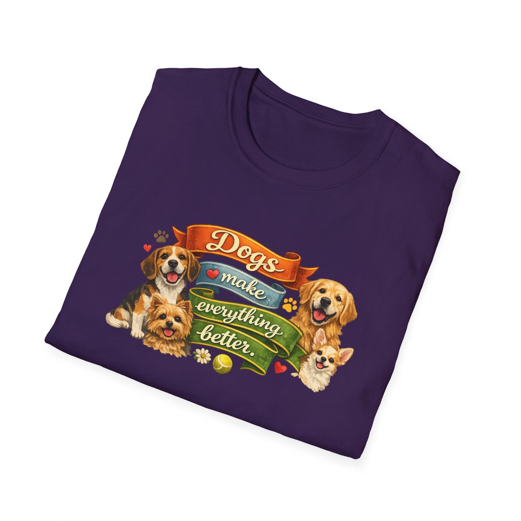 Dogs Make Everything Better T-Shirt Dog Lover Shirt for Women Gift for Dog Owners Pet Lover Graphic Tee 6 colors 100% cotton