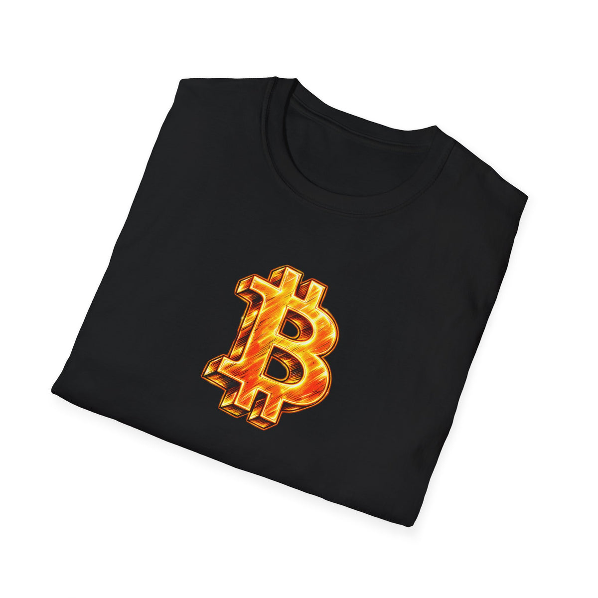 Fiery Bitcoin Logo Softstyle® T-Shirt Bold BTC Graphic Tee for HODLers & Bitcoin Fans 4 colors - 100% cotton