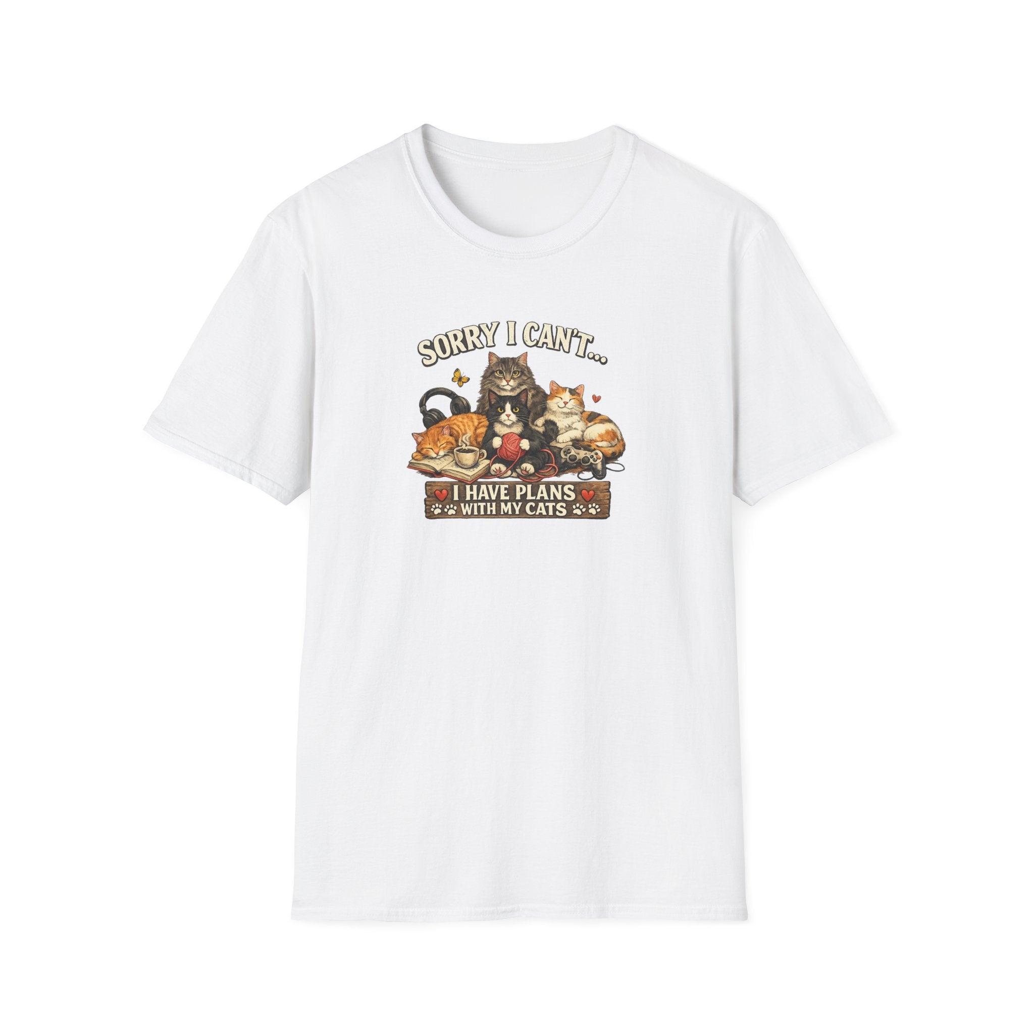 Sorry I Can't Have Plans With My Cats T-Shirt Cat Mom Tee Pet Lover Gift Cute Cat Graphic Tee 7 colors 100% cotton