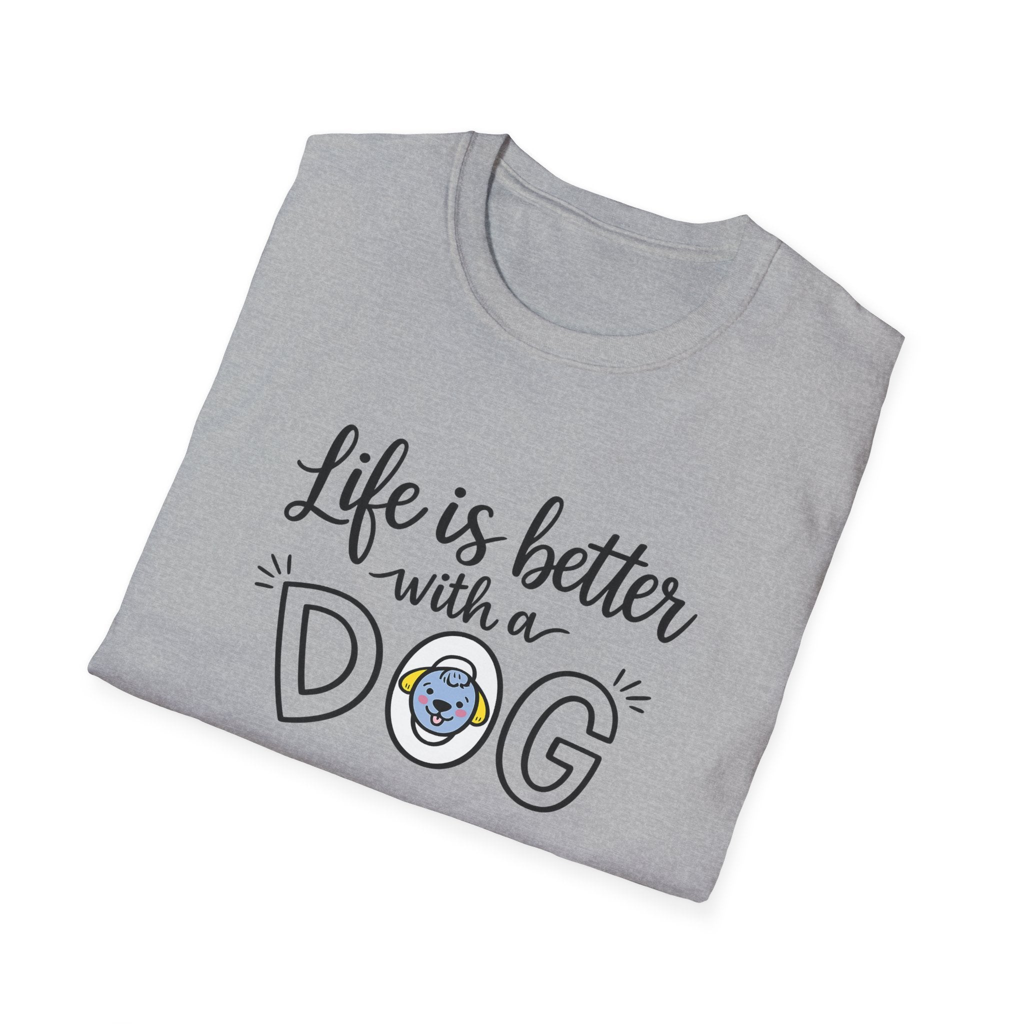 Life Is Better With a Dog Shirt Dog Lover TShirt Pet Owner Gift Cute Dog T-Shirt Dog Owner Gift 6 colors 100% cotton