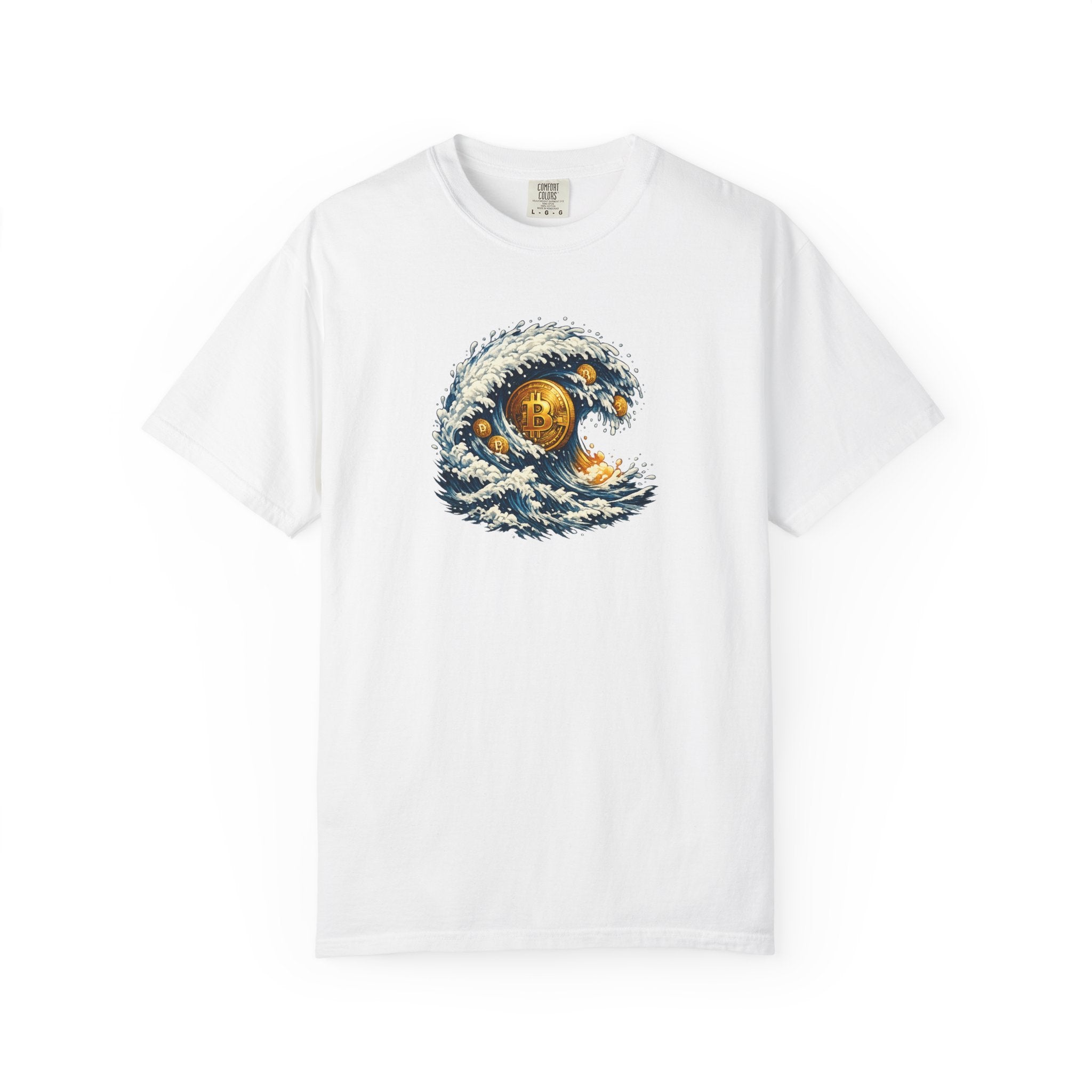 Bitcoin Tidal Wave T-Shirt Futuristic Crypto Graphic Tee Bitcoin Art Shirt Crypto Gift 12 colors 100% cotton