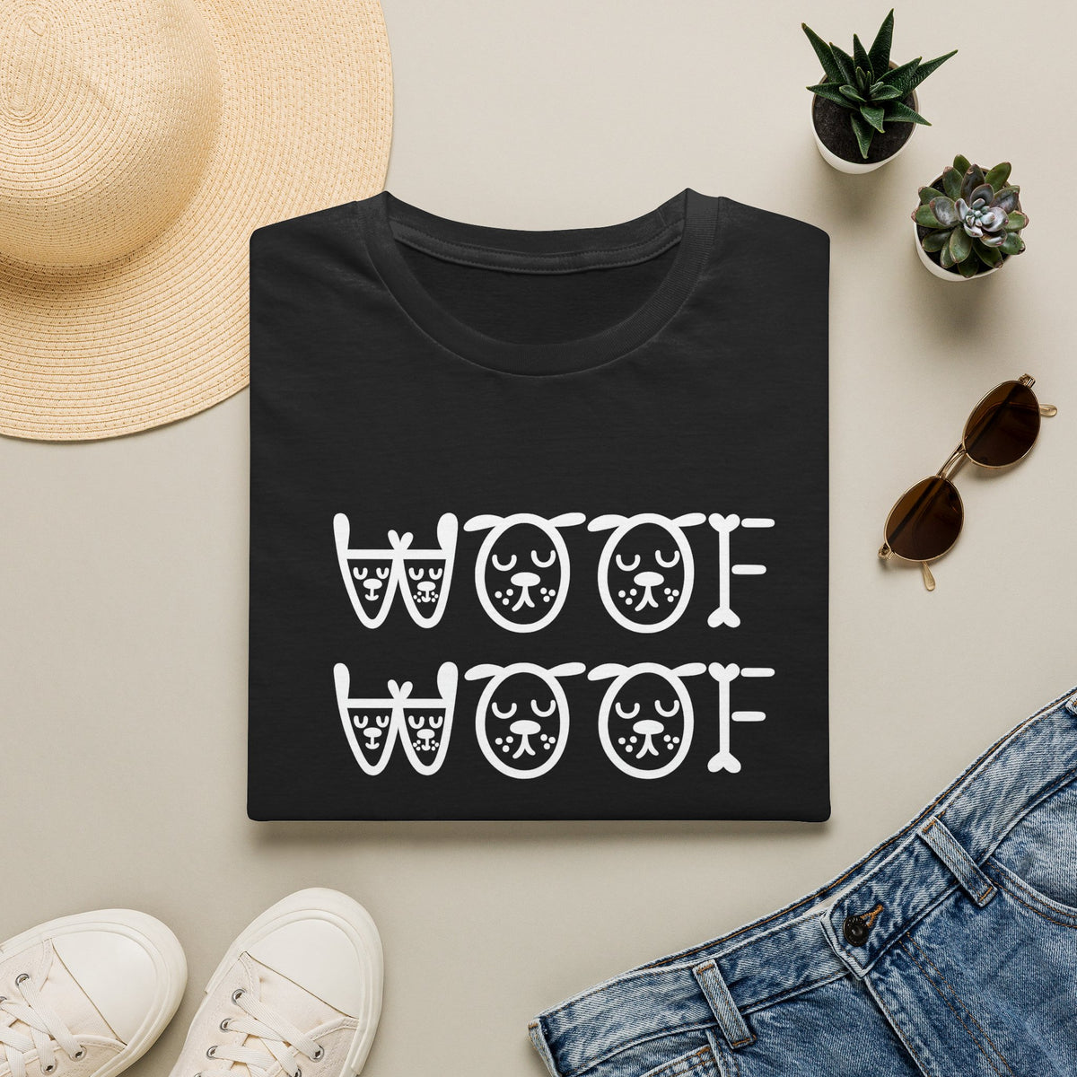 SatsandStripes.com Woof Woof Dog Lover Shirt Cute Dog T-Shirt Dog Owner Gift Black