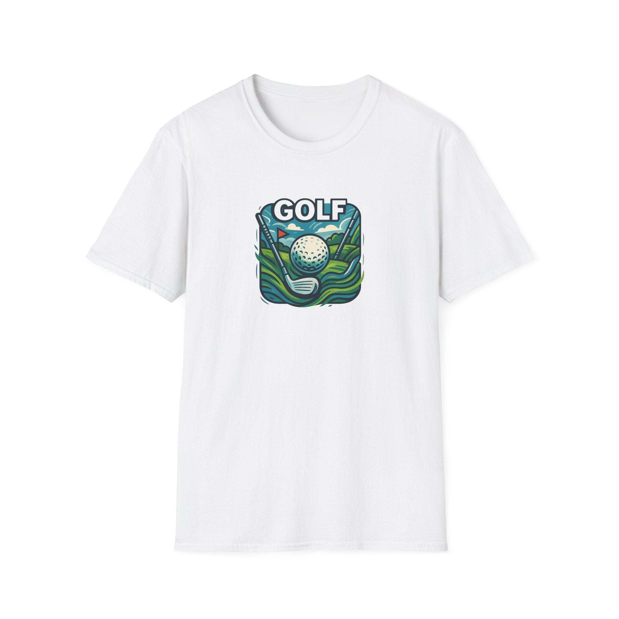 Retro Graphic Golf Tee with Club and Ball Design Perfect Gift for Golf Enthusiasts 4 colors 100% cotton