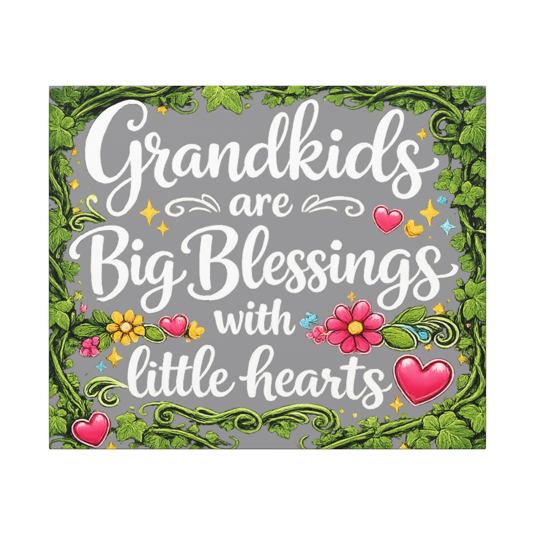 Grandkids Are Big Blessings Canvas Grandparent Wall Art Gift for Grandma Grandpa 24 x 20