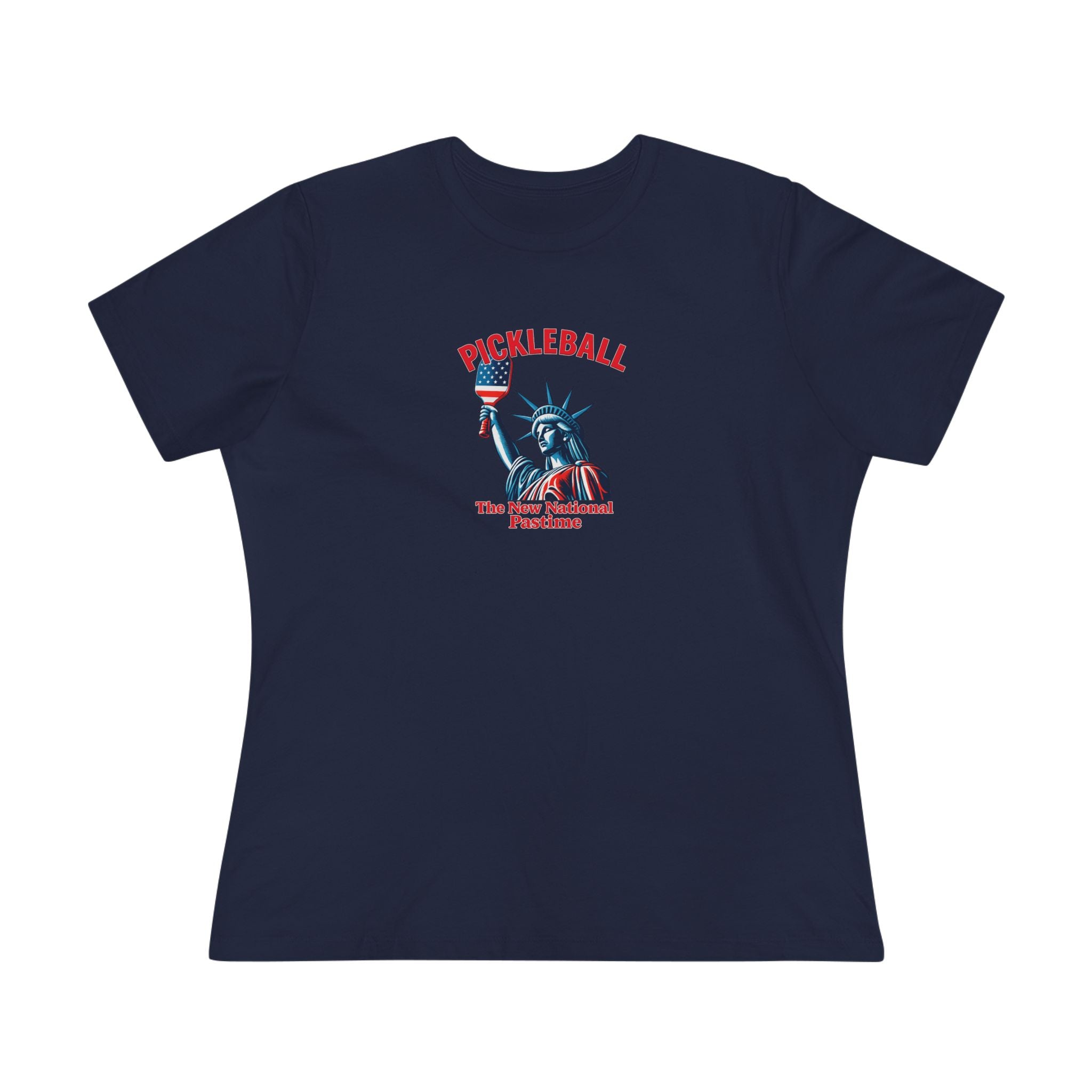 Statue of Liberty Pickleball The New National Pastime Tee Women's Patriotic Pickleball Shirt Pickleball Gift 5 colors 100% cotton