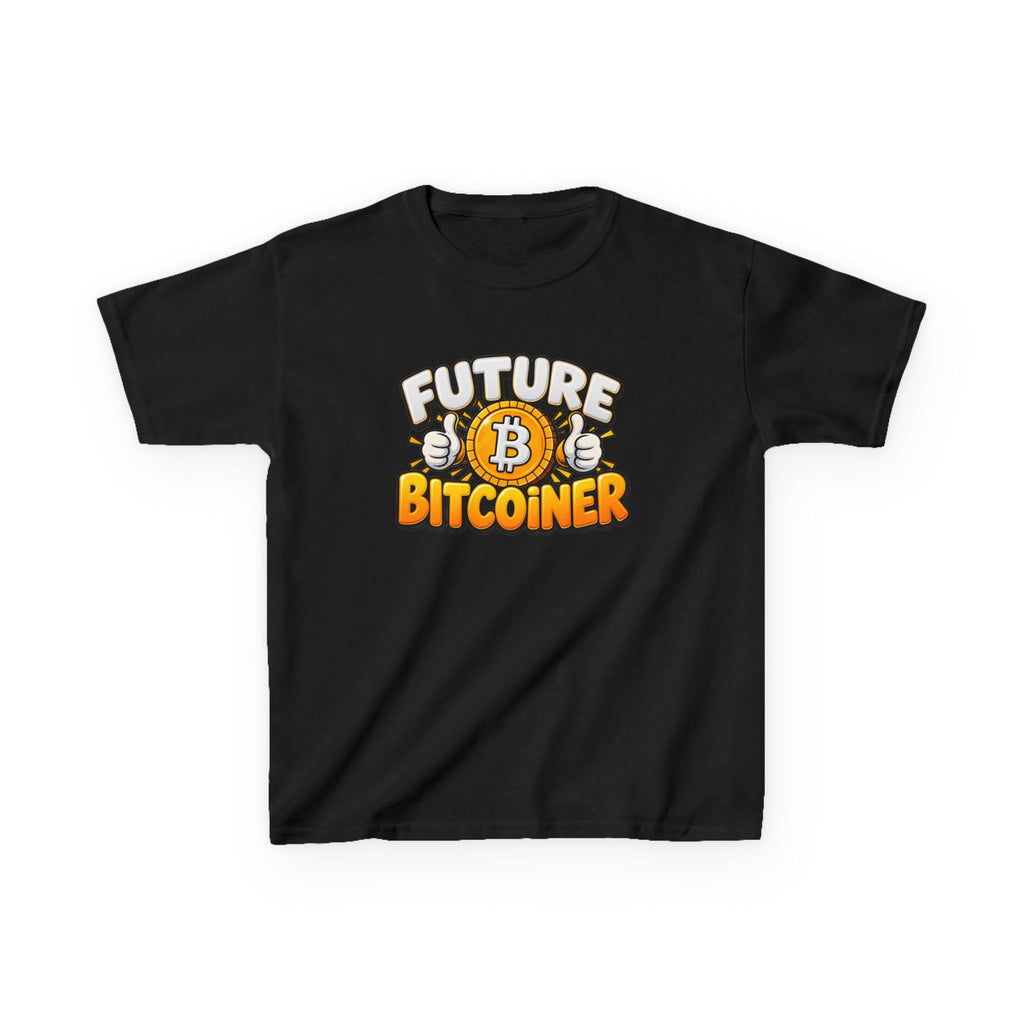 SatsandStripes.com Future Bitcoiner Youth T-Shirt – Kids Bitcoin Graphic Tee Black