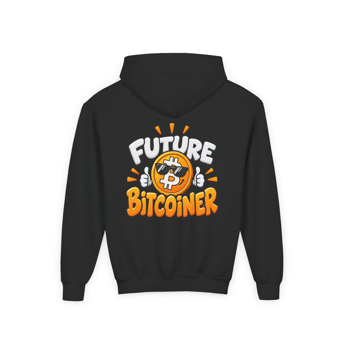 SatsandStripes.com Future Bitcoiner Youth Hoodie – Kids Bitcoin Sweatshirt Black