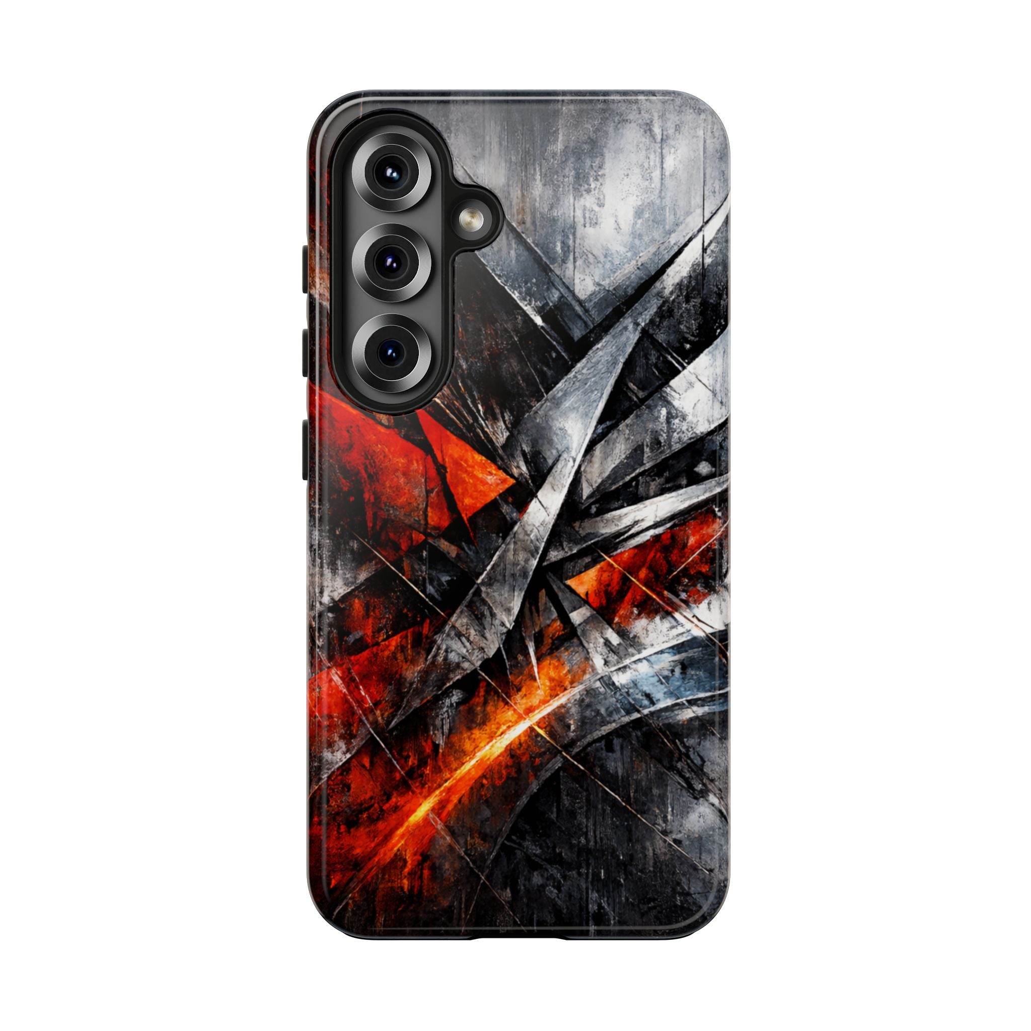 Abstrakte Rot-Schwarze Handyhülle Geometrisches Armor-Design Stoßfeste Hülle iPhone & Samsung