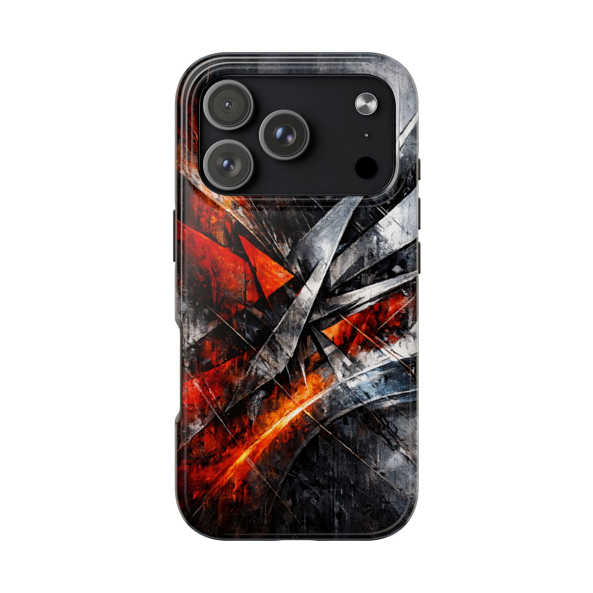 Abstrakte Rot-Schwarze Handyhülle Geometrisches Armor-Design Stoßfeste Hülle iPhone & Samsung