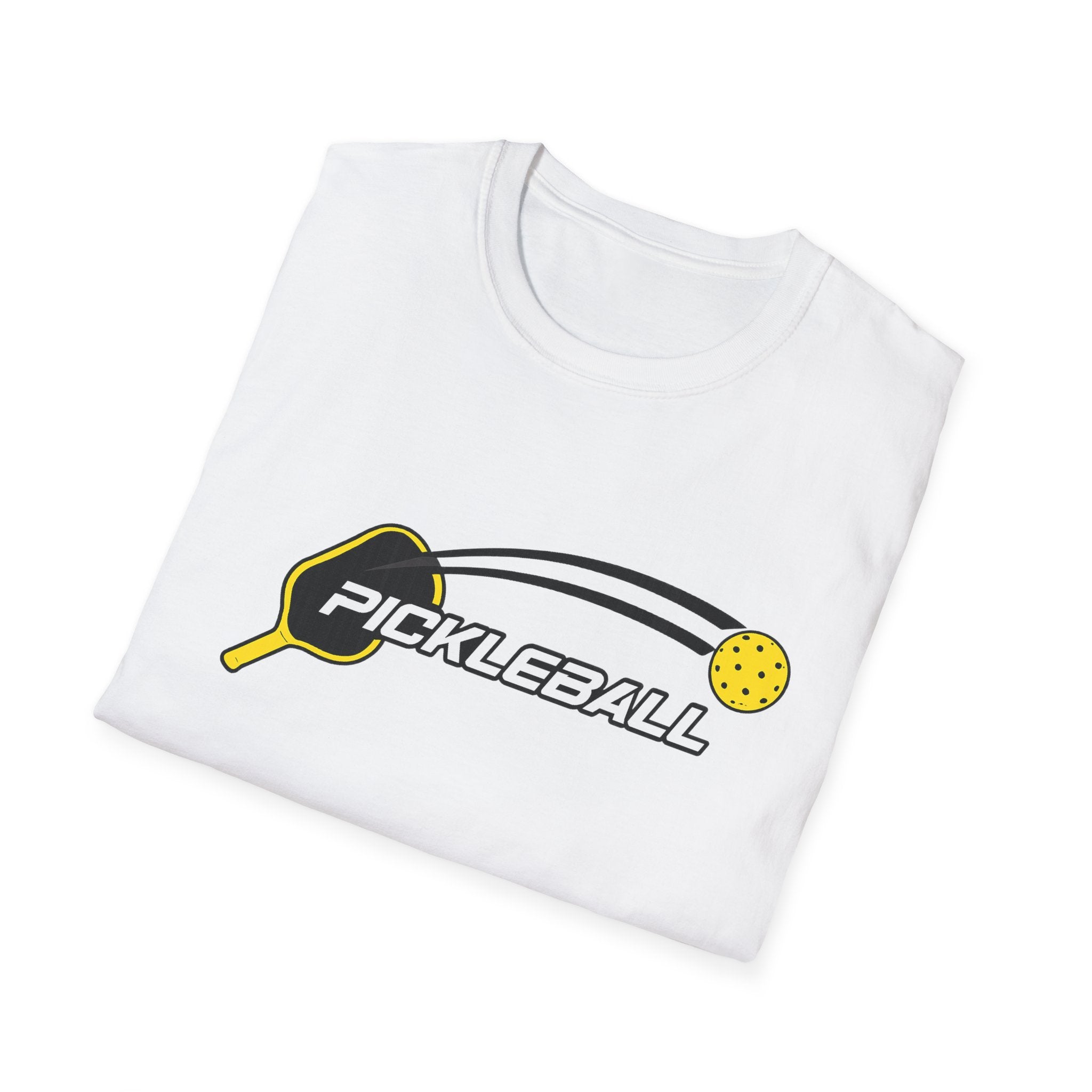 Sats and Stripes Pickleball T-Shirt for Players and Court Legends Pickleball Gift Court Life White Folded