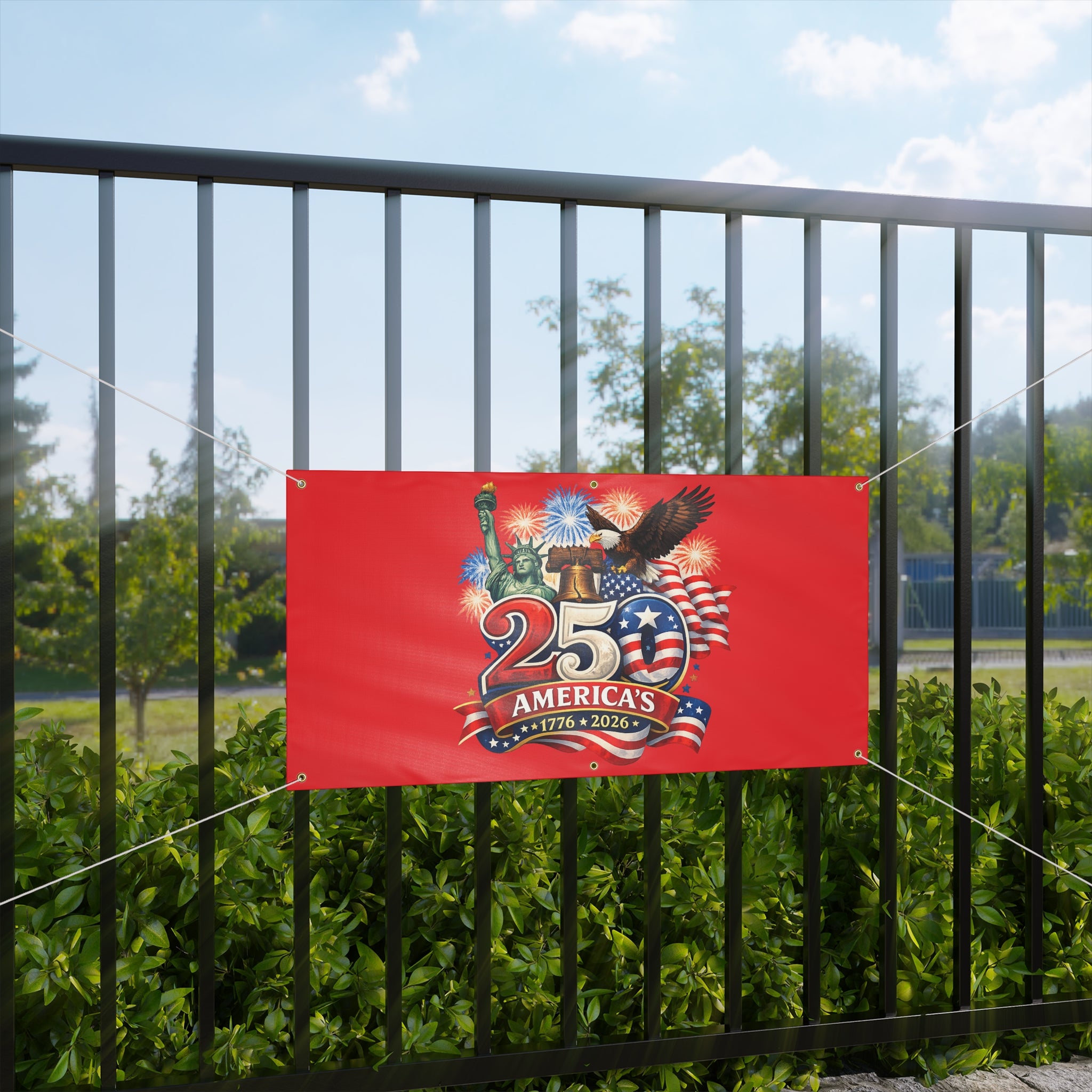 America 250 Banner Patriotic 250th USA Anniversary Vinyl Banner Fourth of July Party Decoration Patriotic Event Banner 2 sizes