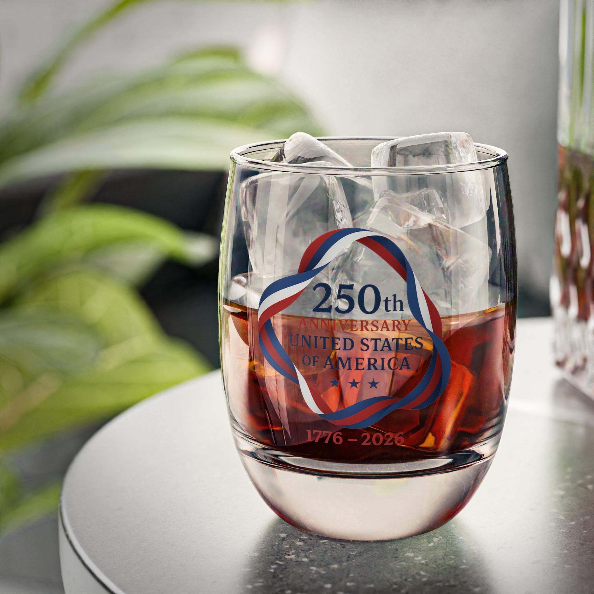 250th Anniversary USA Whiskey Glass Patriotic 1776-2026 Commemorative Rocks Glass America 250 Gift