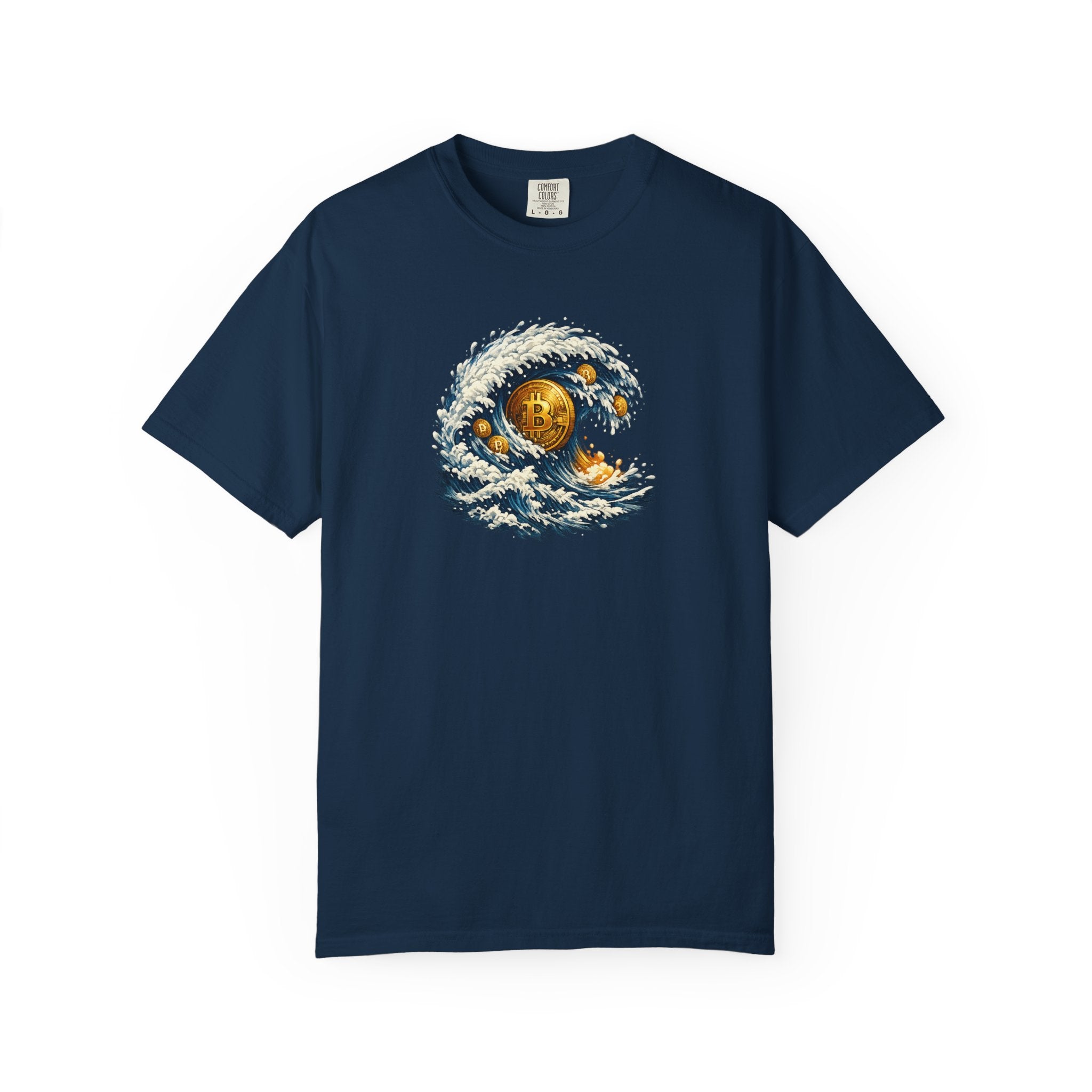 Bitcoin Tidal Wave T-Shirt Futuristic Crypto Graphic Tee Bitcoin Art Shirt Crypto Gift 12 colors 100% cotton