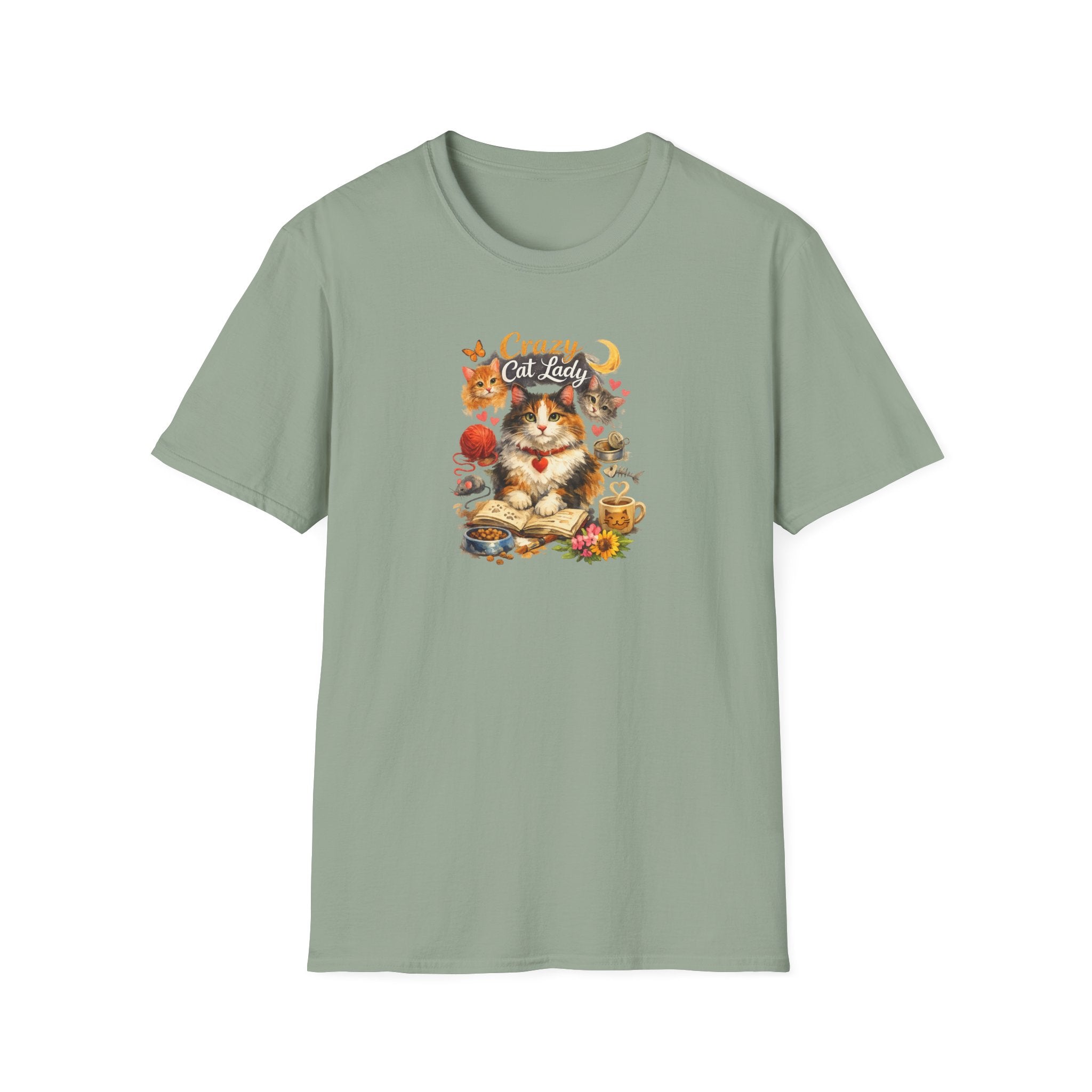 Crazy Cat Lady T-Shirt Cute Cat Mom Graphic Tee Cat Lover Shirt Gift for Cat Moms Whimsical Cat Art Top 8 colors 100% cotton