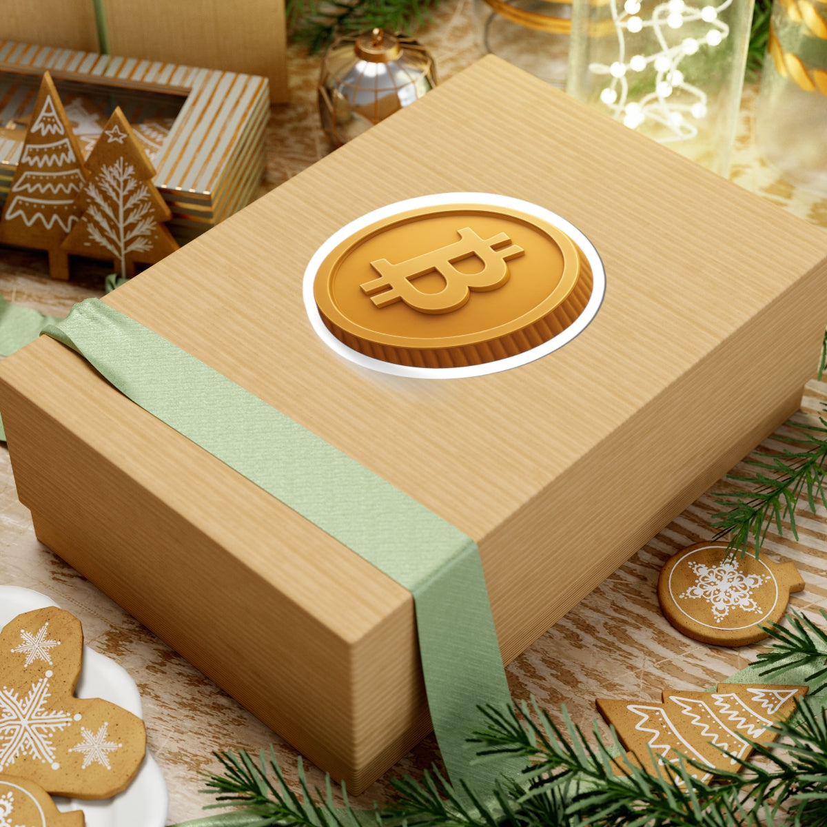 Bitcoin Sticker Gold Coin Crypto Decal Minimalist Bitcoin Symbol Glossy Vinyl Laptop Sticker 4 sizes available