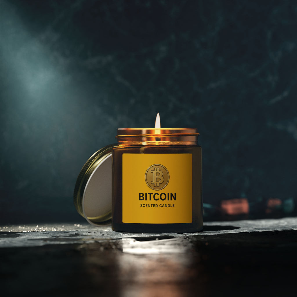 Bitcoin Logo Coconut-Apricot Wax Candle 4 oz & 9 oz sizes 8 fragrances available