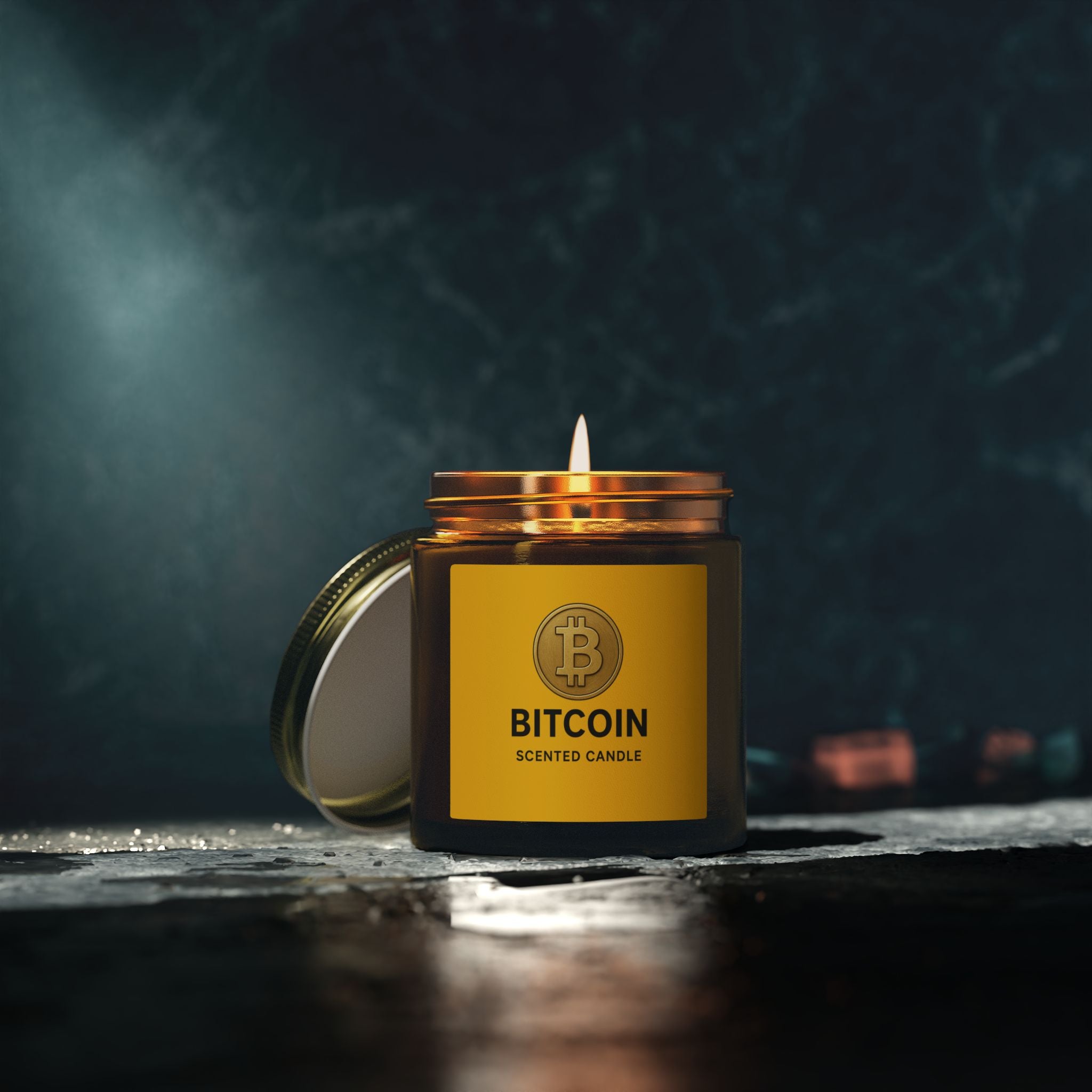 Bitcoin Logo Coconut-Apricot Wax Candle 4 oz & 9 oz sizes 8 fragrances available
