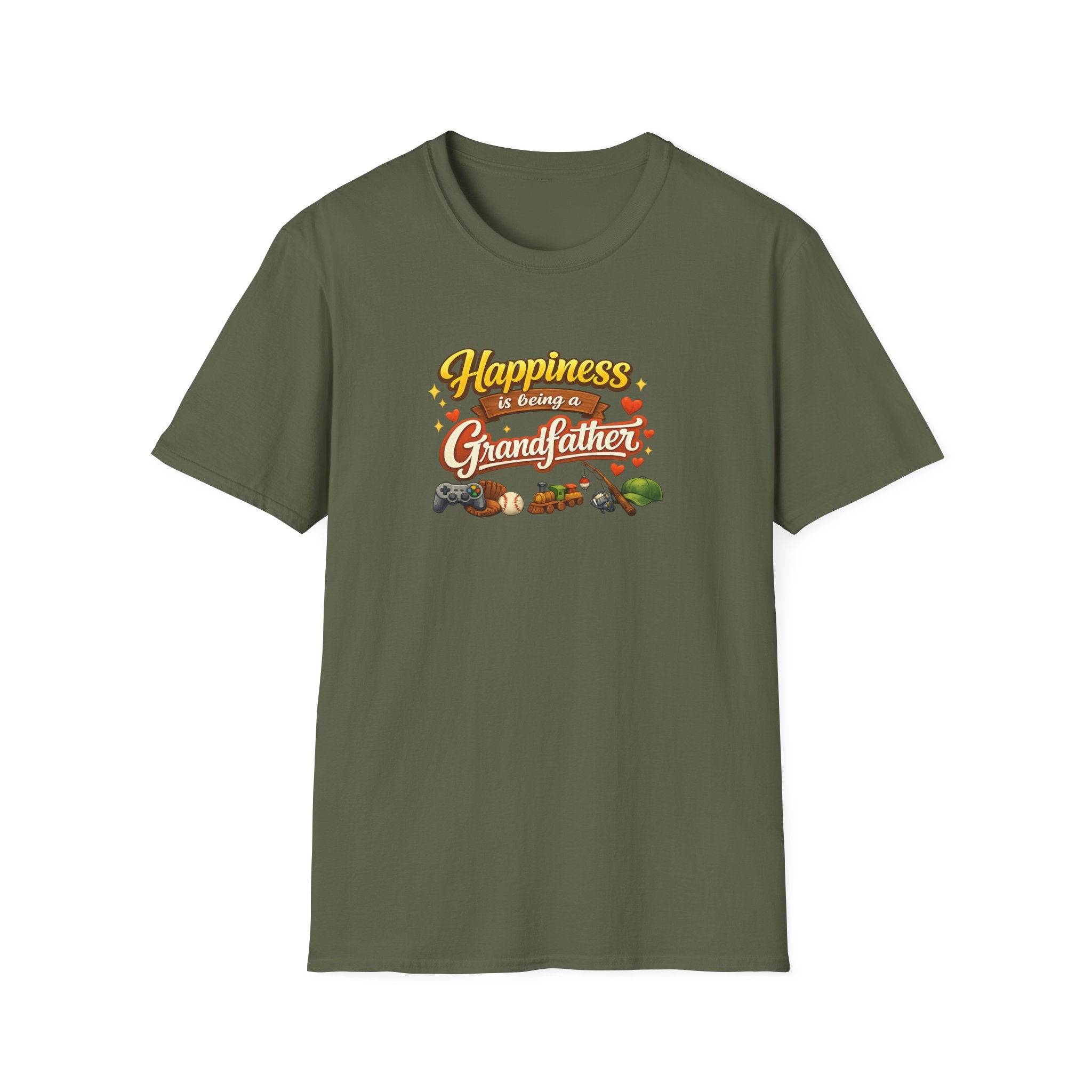 Happiness Is Being a Grandfather Shirt Proud Grandpa T-Shirt Gift for Granddad Grandpa Shirt from Grandkids 7 colors 100% cotton