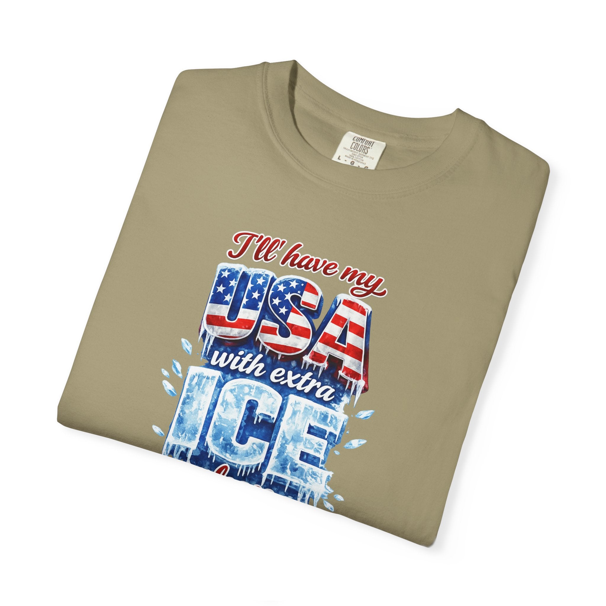 Patriotic "USA With Extra ICE" Shirt Men's Patriotic T-Shirt Pro Ice Merch USA Pride Apparel 6 colors 100% cotton