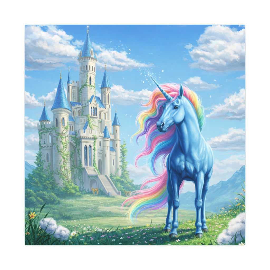 Magical Unicorn Castle Canvas Wall Art Girls Unicorn Bedroom Decor Fantasy Princess Room Wall Art 16x16 or 24x24
