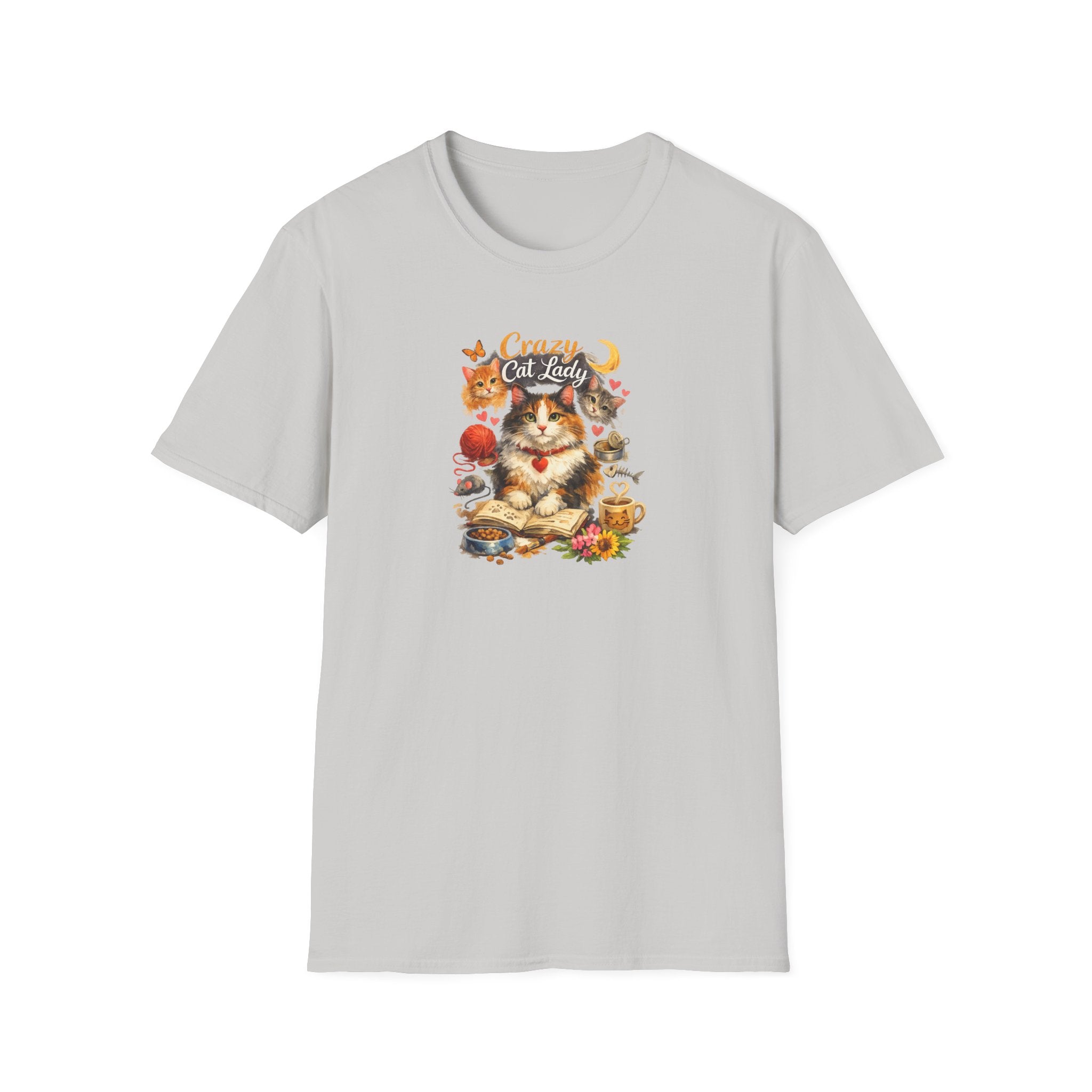 Crazy Cat Lady T-Shirt Cute Cat Mom Graphic Tee Cat Lover Shirt Gift for Cat Moms Whimsical Cat Art Top 8 colors 100% cotton