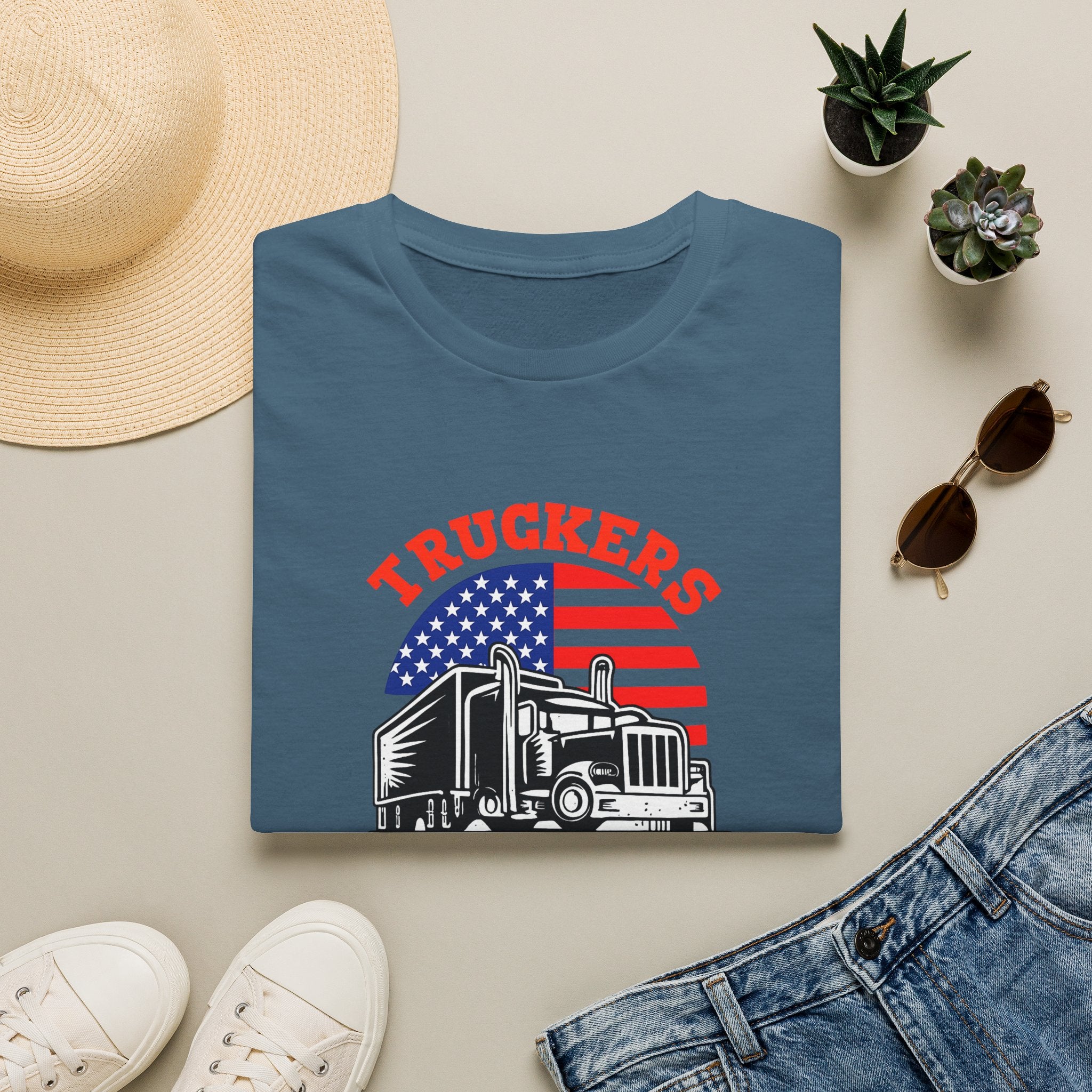 Truckers Move America Shirt Patriotic Trucker Tee American Flag Semi Truck T-Shirt Proud Truck Driver Gift 7 colors 100% cotton