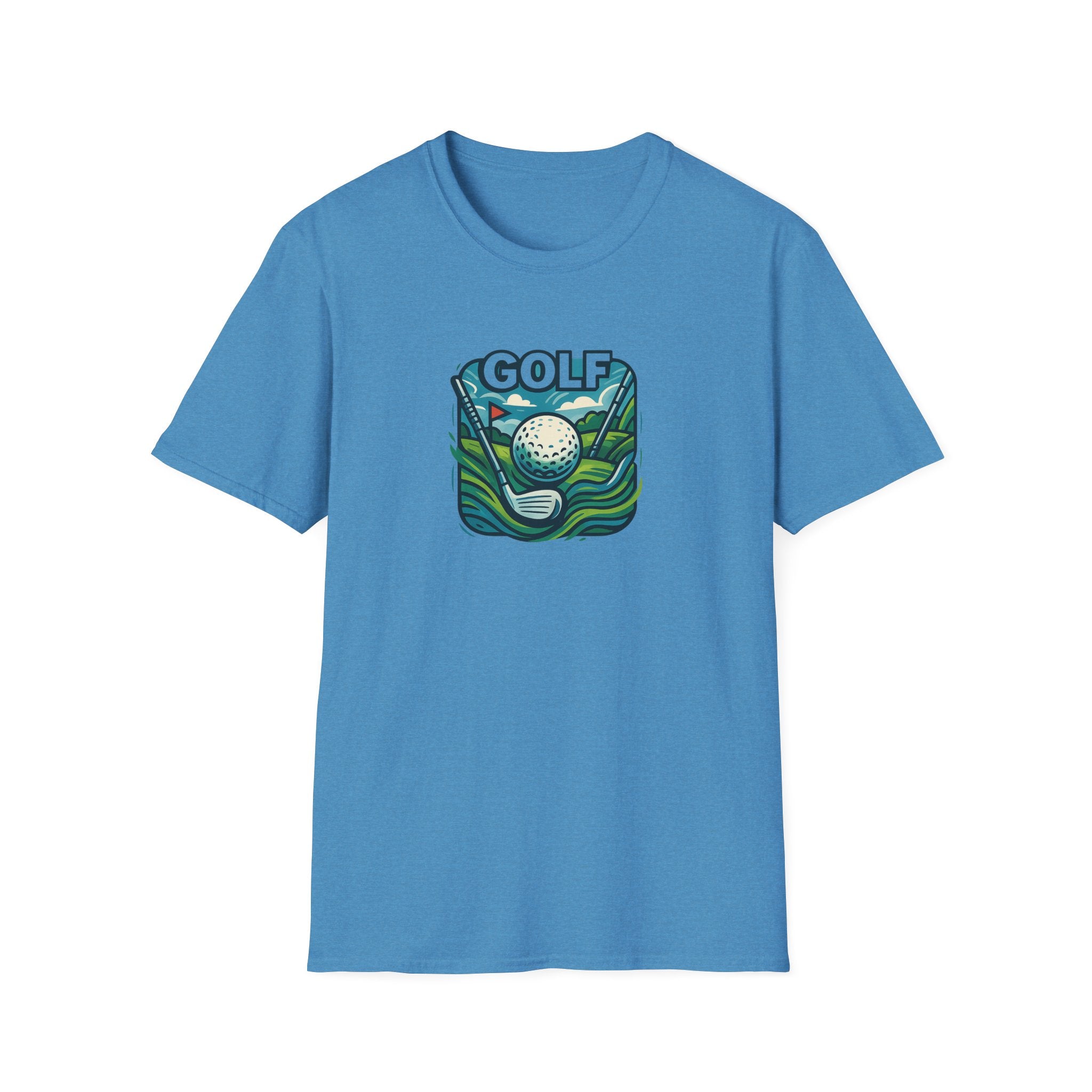 Retro Graphic Golf Tee with Club and Ball Design Perfect Gift for Golf Enthusiasts 4 colors 100% cotton