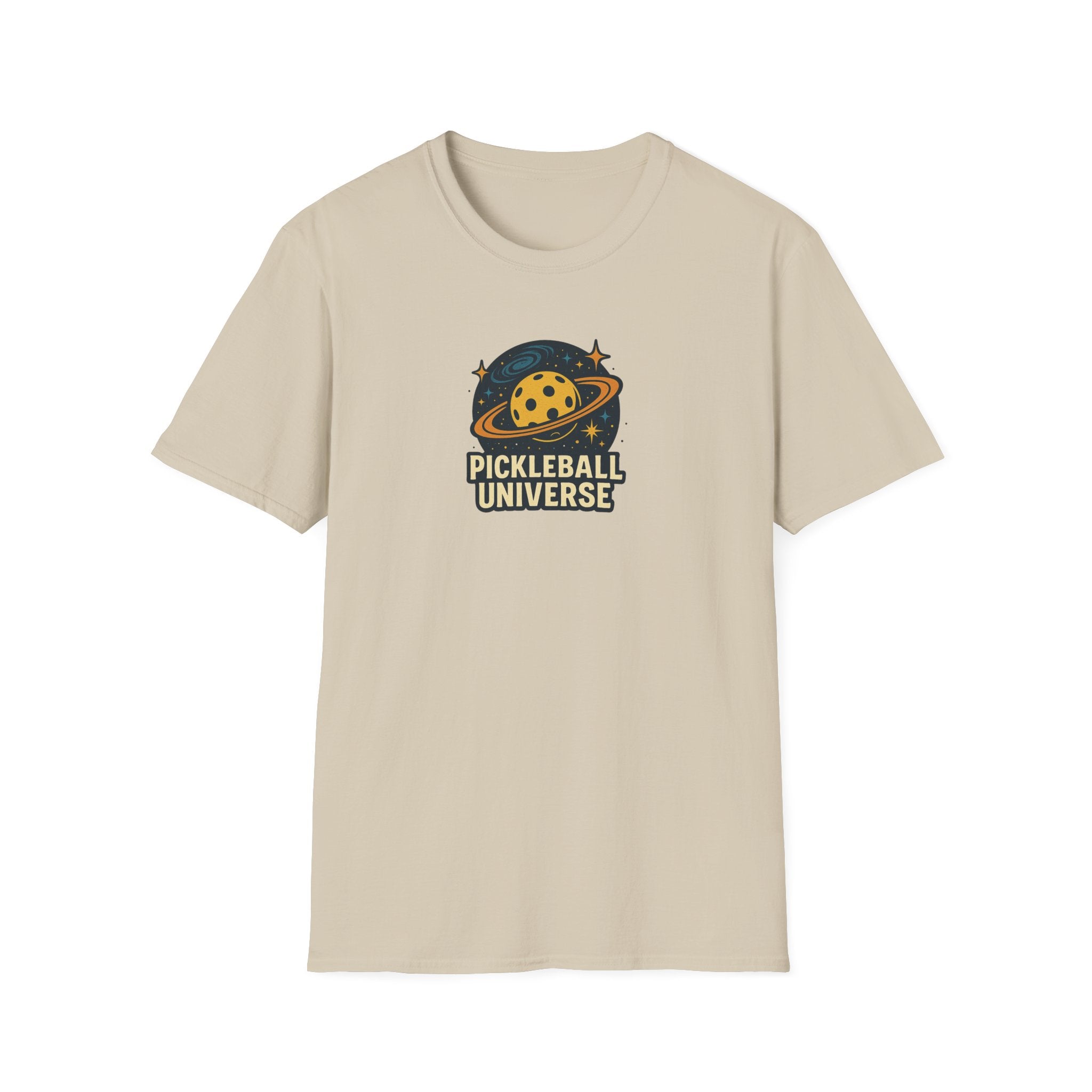 Sats and Stripes Pickleball Universe T-Shirt Fun Space Pickleball Graphic Tee Sand