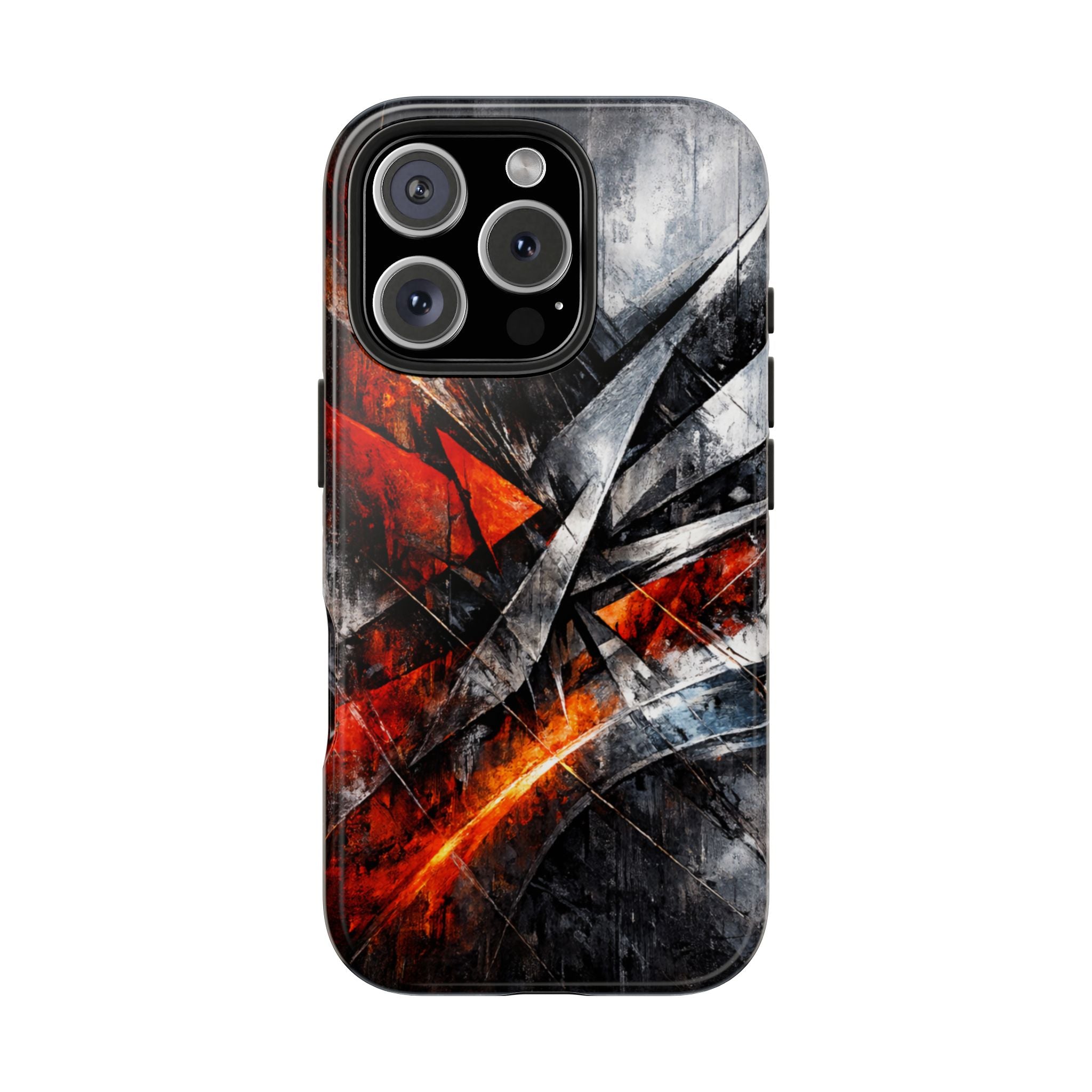 Abstrakte Rot-Schwarze Handyhülle Geometrisches Armor-Design Stoßfeste Hülle iPhone & Samsung