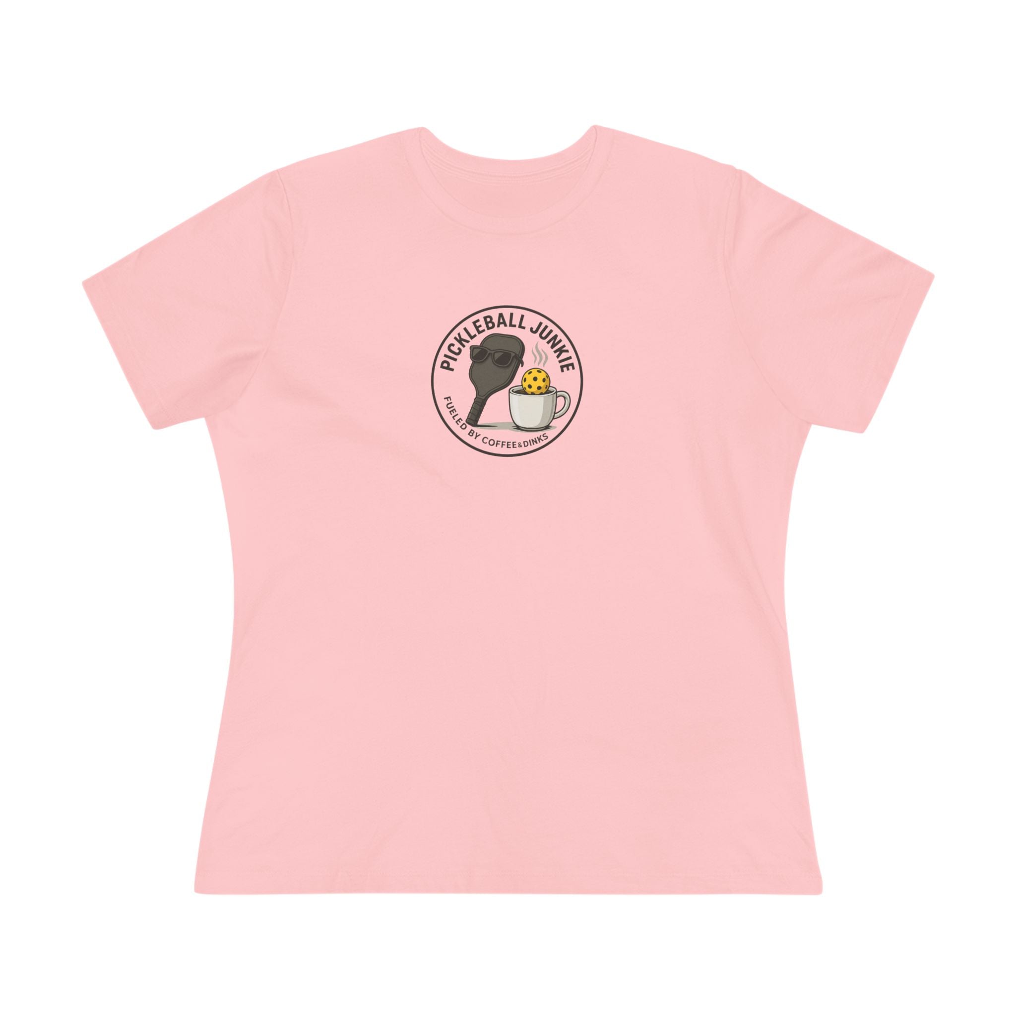 Pickleball Junkie Women's Tee Funny Pickleball Shirt Coffee Lover Pickleball Gift Pickleball Player Top 4 colors 100% cotton