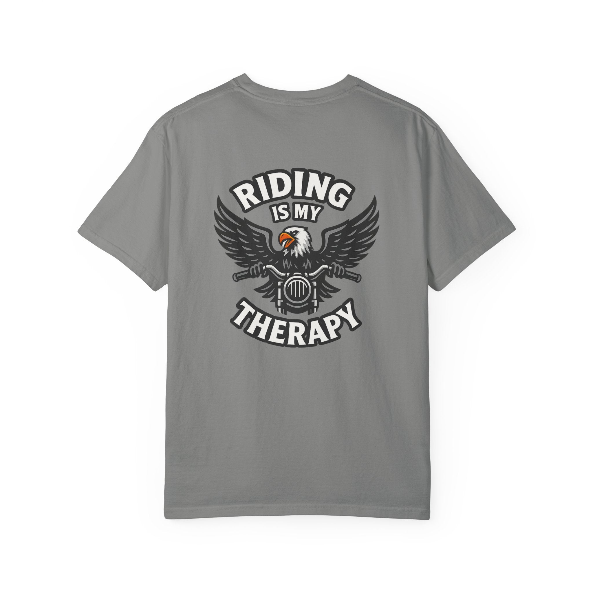 Riding is my Therapy Eagle Motorcycle T-Shirt Harley Biker Graphic Tee 8 colors 100% cotton