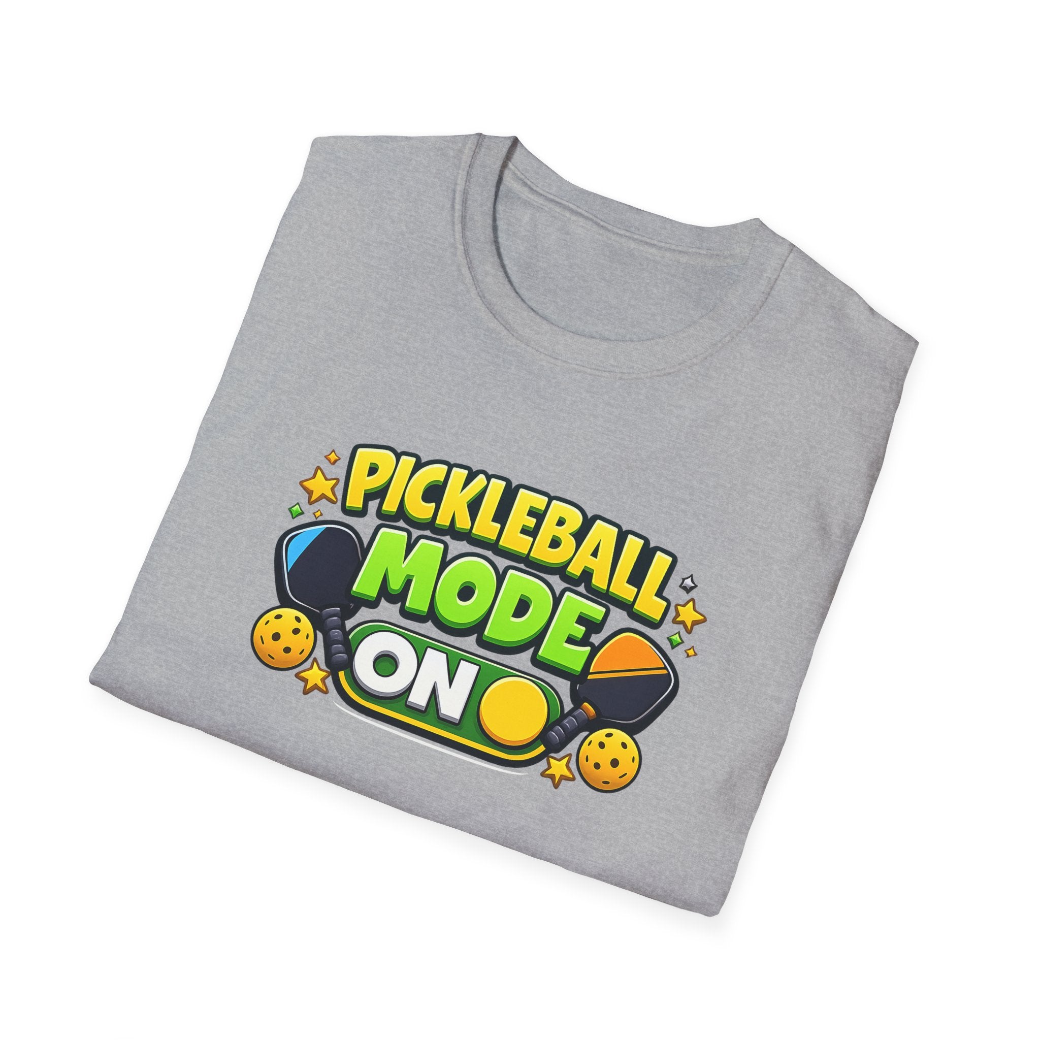 Pickleball Mode ON T-Shirt - Funny Pickleball Shirt for Men and Women, 5 Colors, 100% Cotton